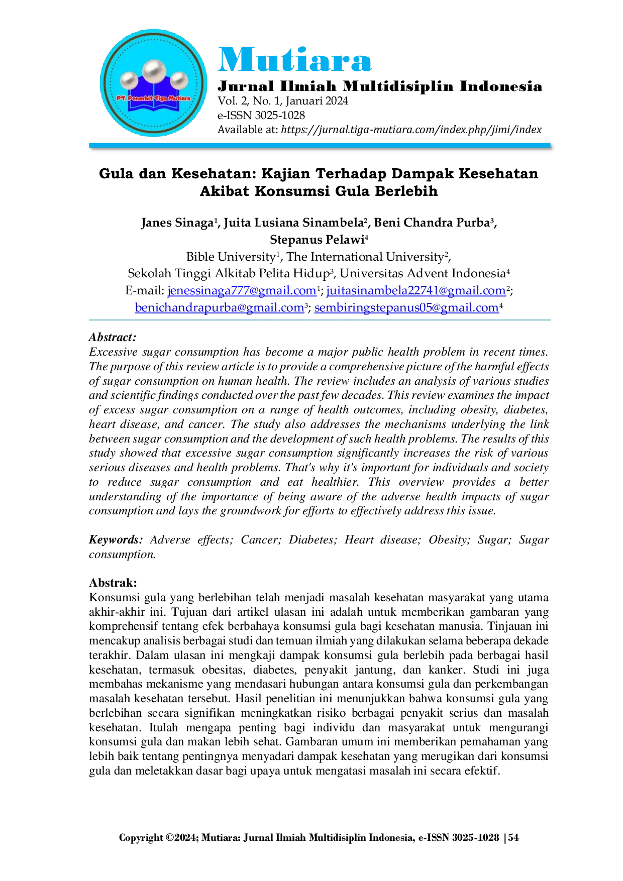 JURIS Gula dan Kesehatan Kajian Terhadap Dampak Kesehatan Akibat Konsumsi Gula Berlebih