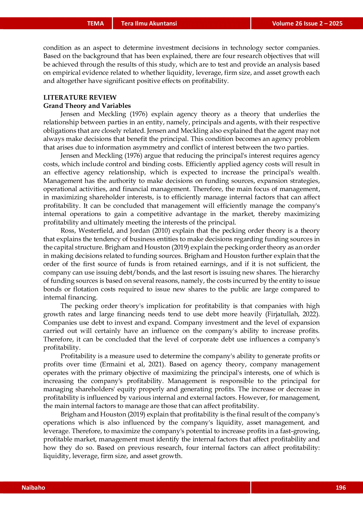 JURIS Empirical Analysis of Financial Factors Influencing Profitability in Indonesian Tech Firms