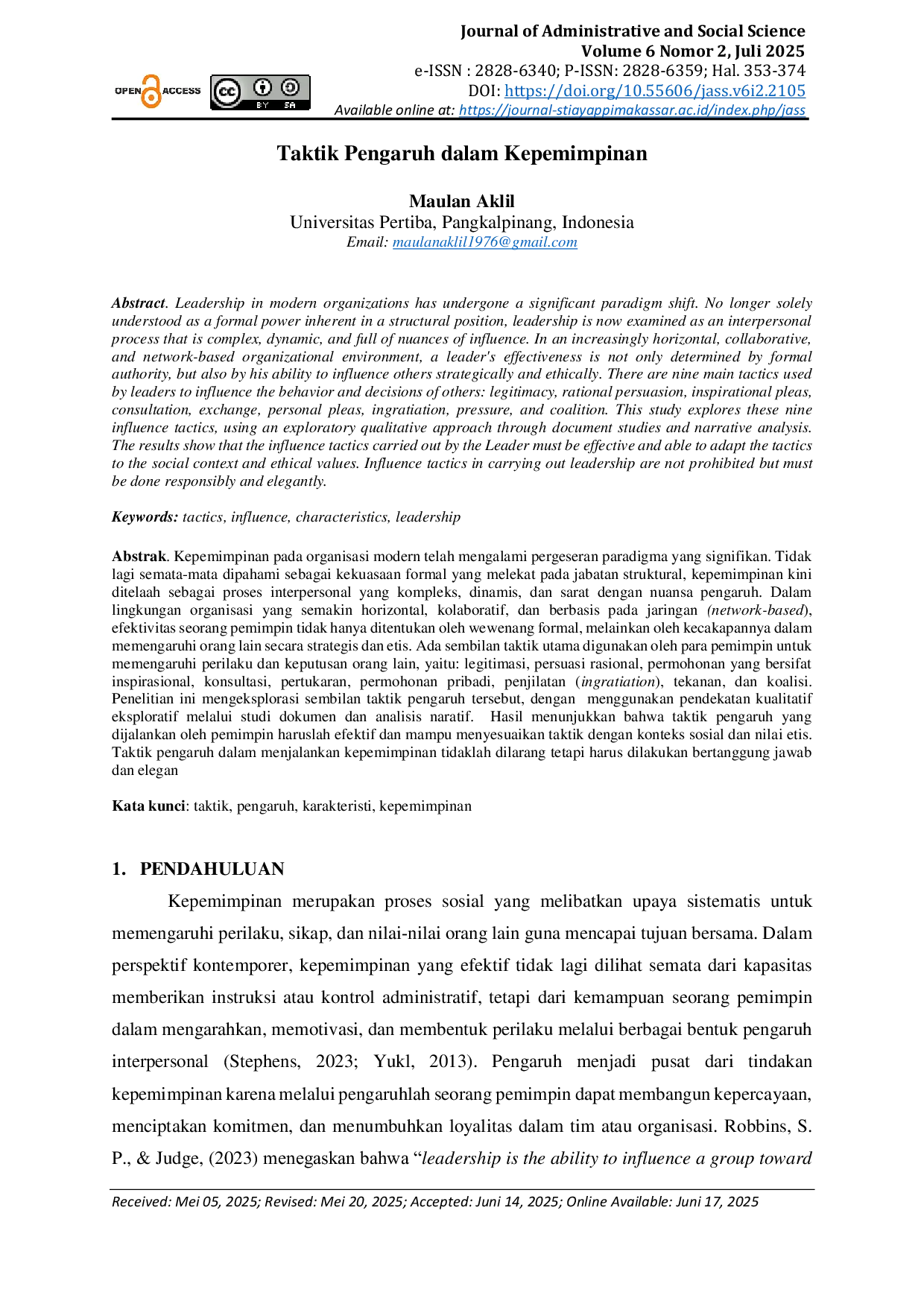 JURIS Taktik Pengaruh dalam Kepemimpinan