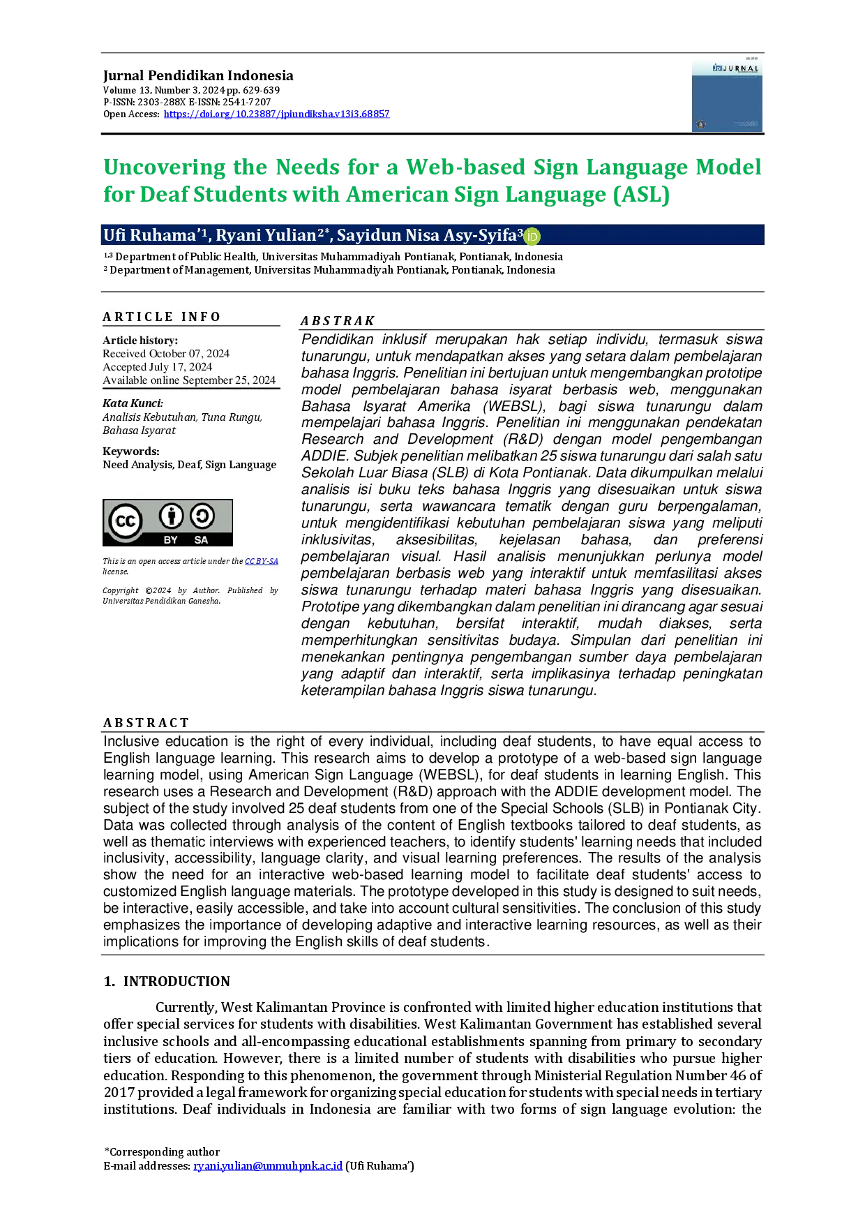 juris Uncovering the Needs for a Web based Sign Language Model for Deaf Students with American Sign Language ASL