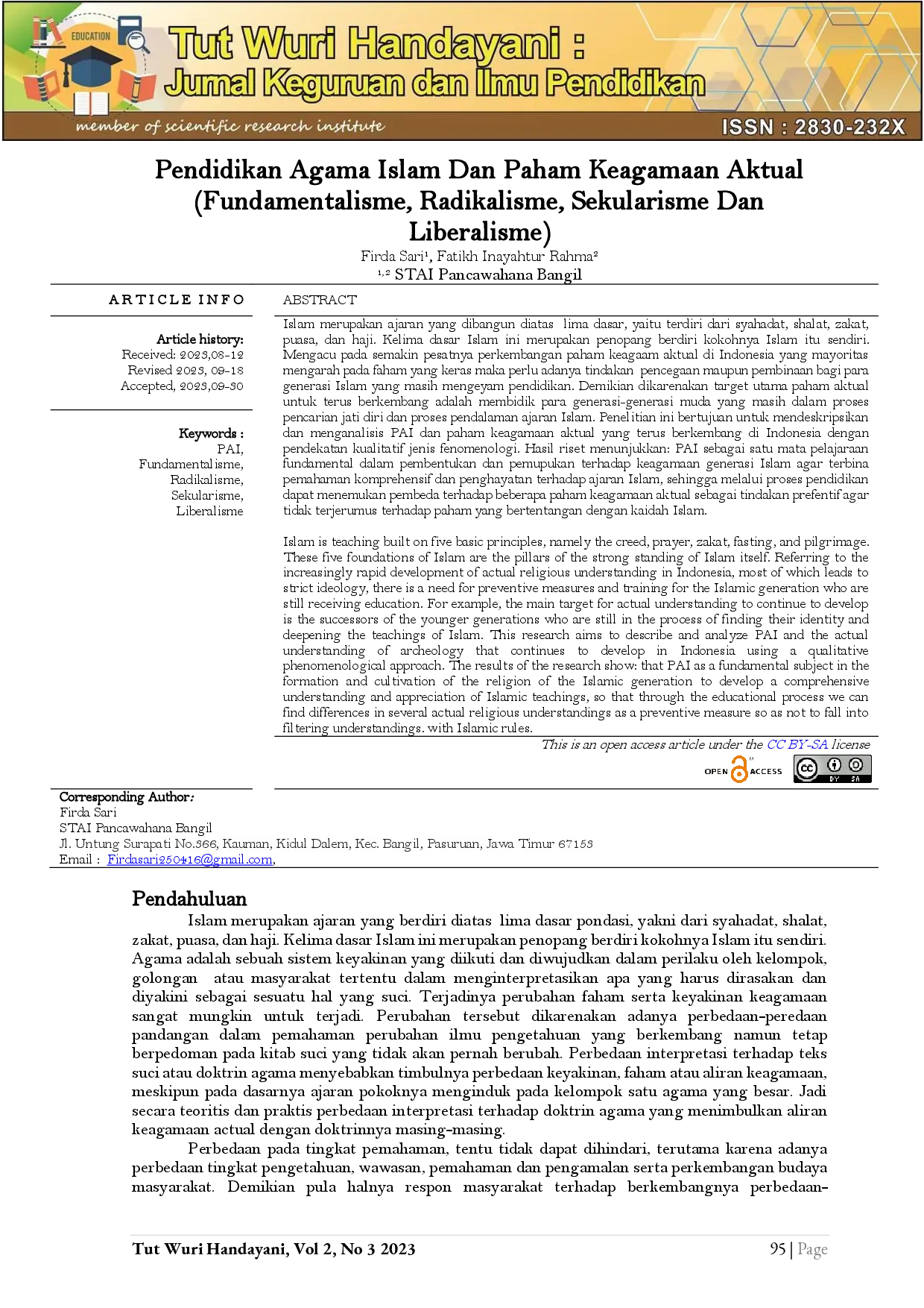 juris Pendidikan Agama Islam Dan Paham Keagamaan Aktual Fundamentalisme Radikalisme Sekularisme Dan Liberalisme