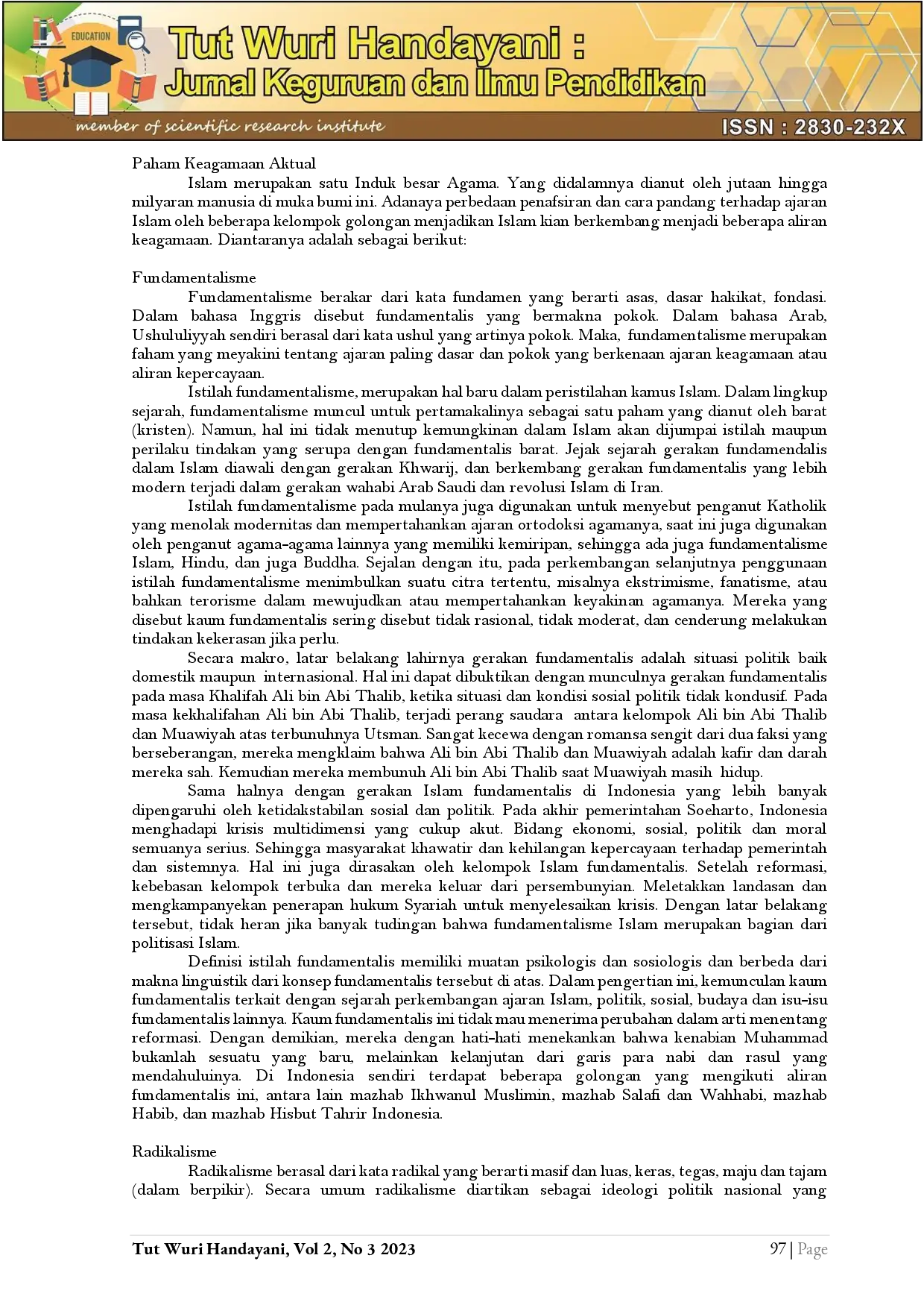 juris Pendidikan Agama Islam Dan Paham Keagamaan Aktual Fundamentalisme Radikalisme Sekularisme Dan Liberalisme