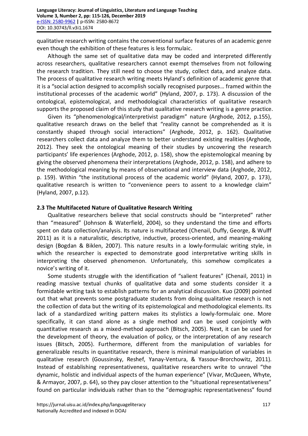 juris Understanding the Genre Features of Qualitative Research A Case Study