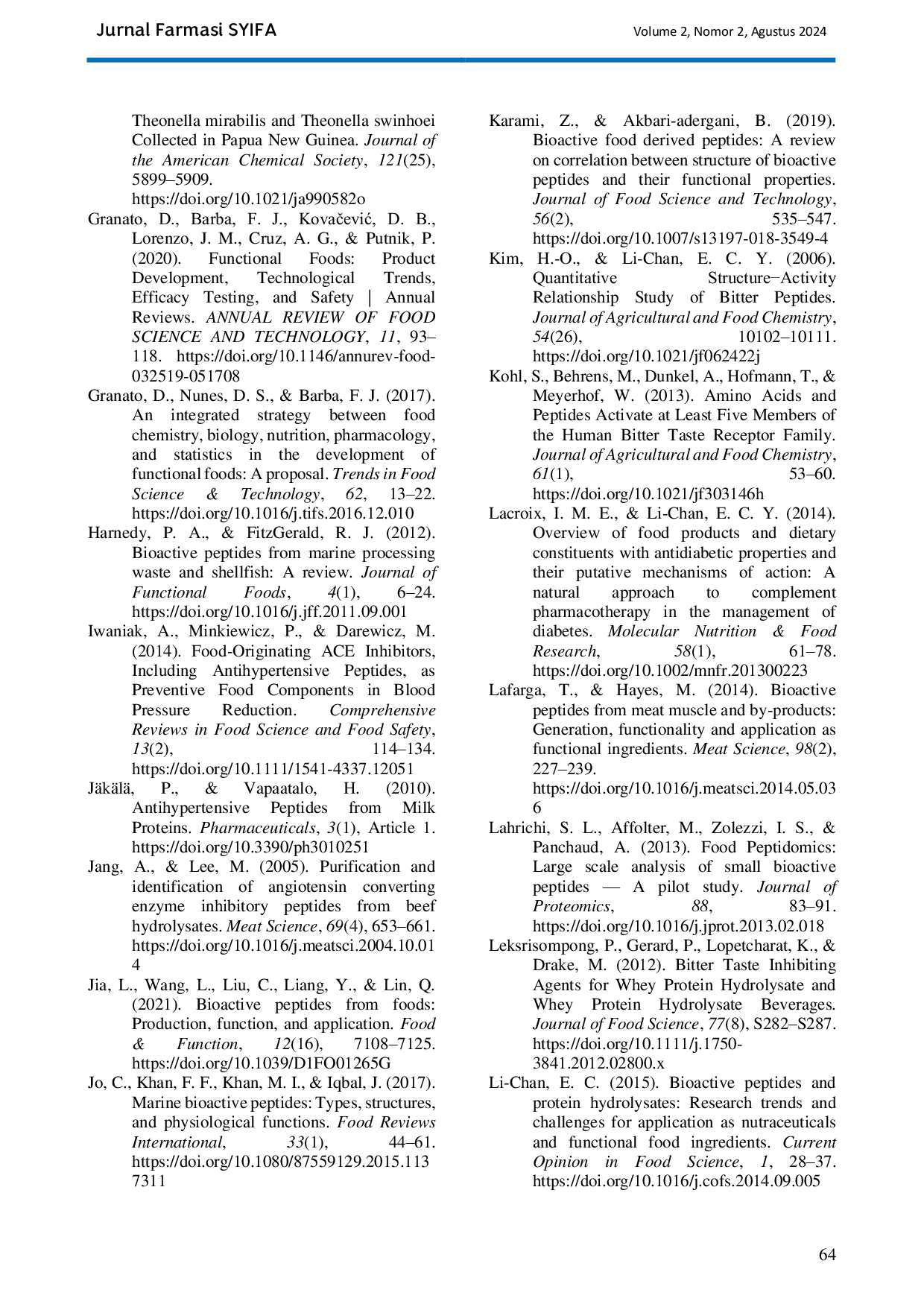 JURIS Peptida Bioaktif Menjelajahi Potensi Dan Tantangan Menuju Pangan Masa Depan