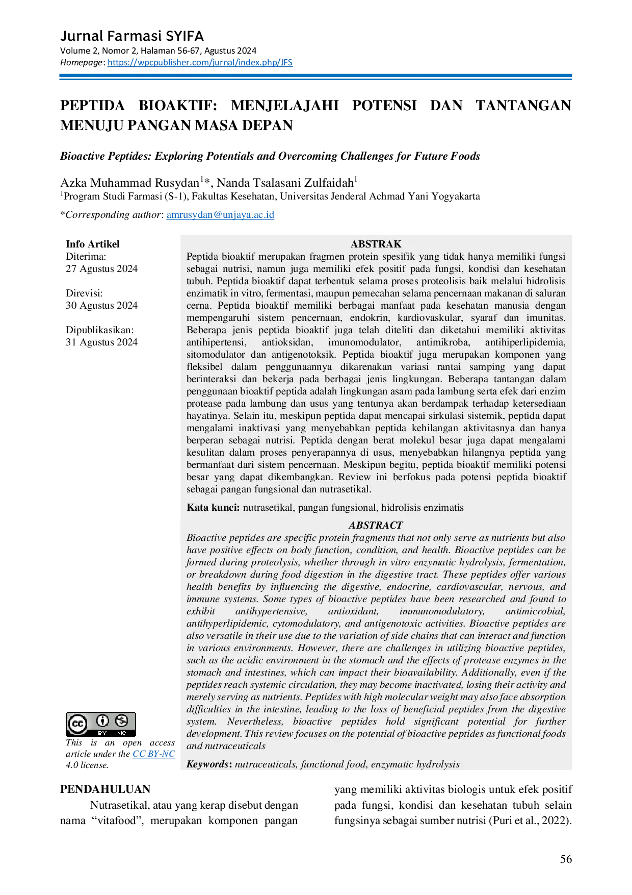 JURIS Peptida Bioaktif Menjelajahi Potensi Dan Tantangan Menuju Pangan Masa Depan