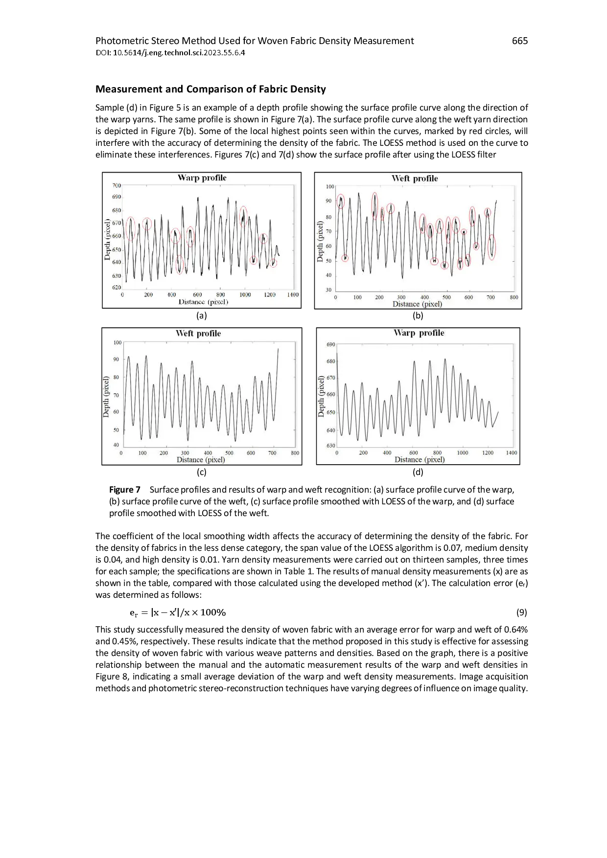 juris Photometric Stereo Method Used for Woven Fabric Density Measurement Based on 3D Surface Structure