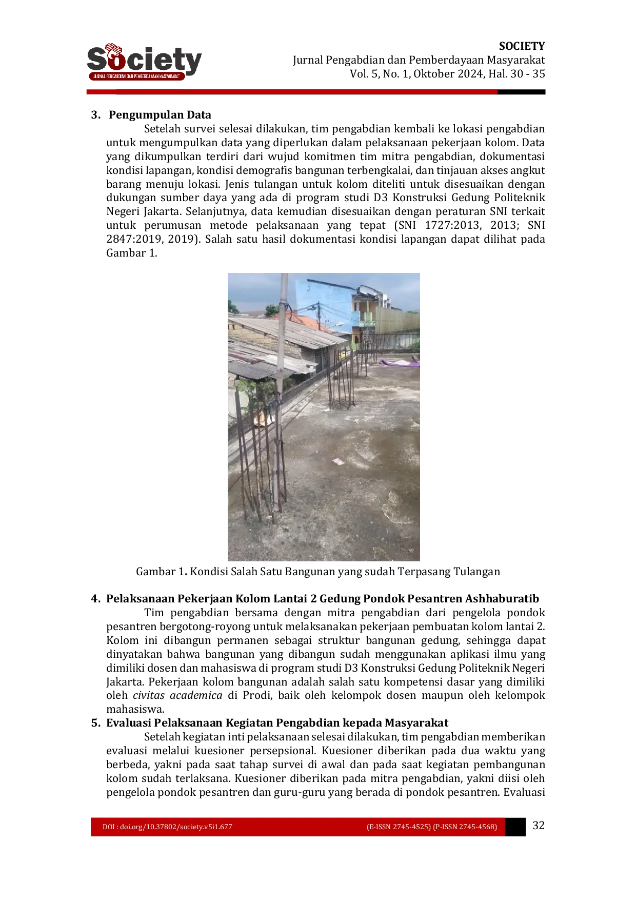 JURIS Pembangunan Kolom Lantai 2 dalam Mendukung Kegiatan Pembelajaran di Pondok Pesantren Ashhaburratib