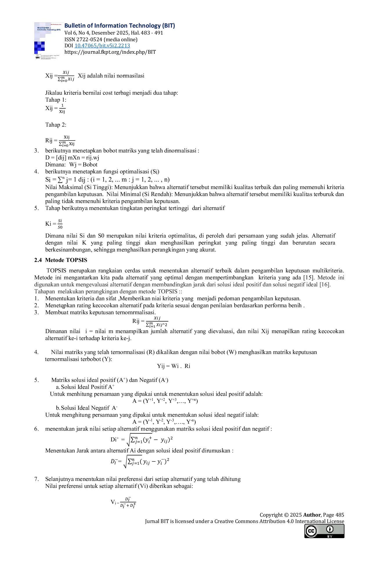 JURIS Penentuan Bibit Kelapa Sawit Unggul Dengan Metode ARAS Dan TOPSIS