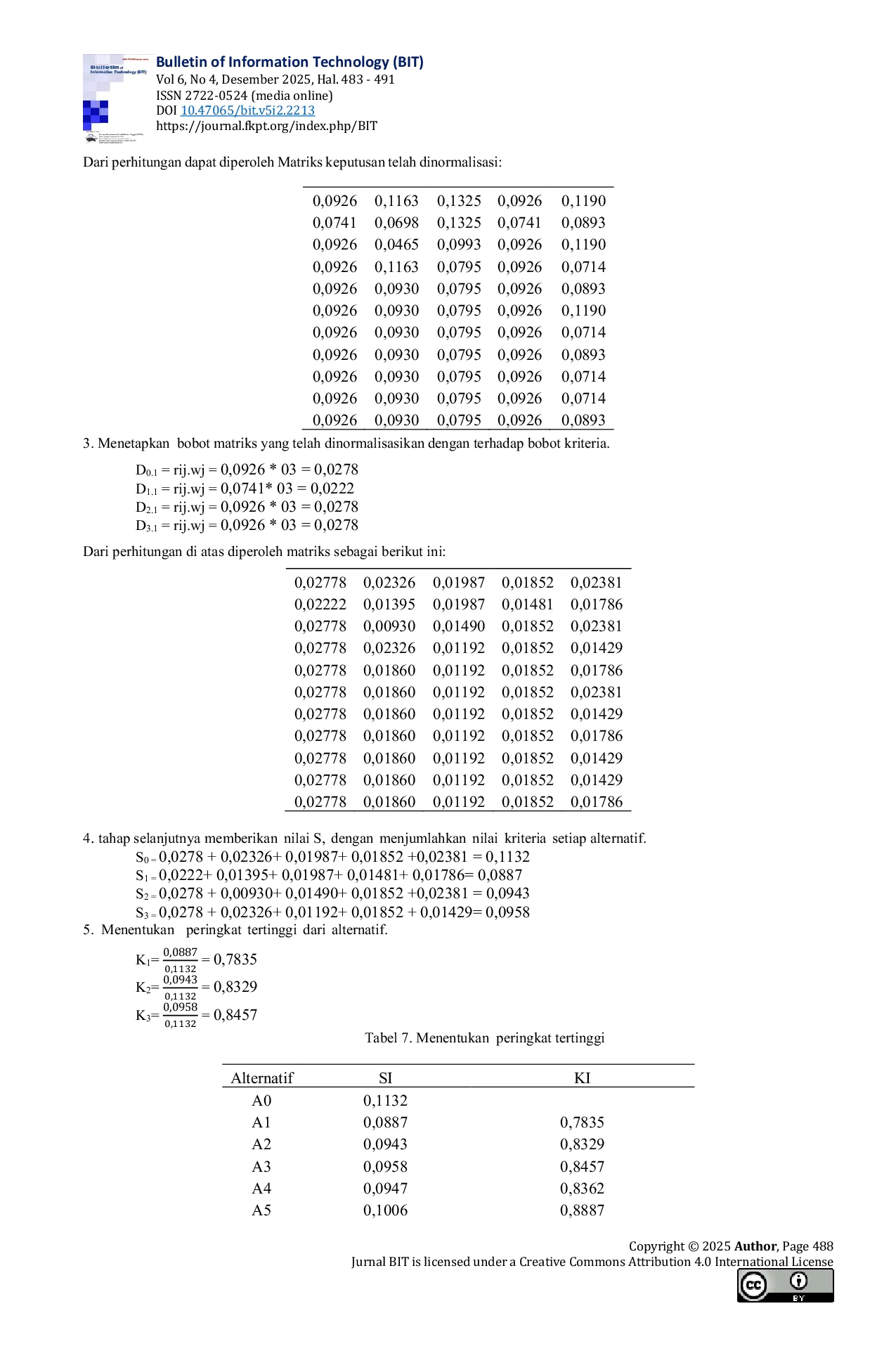 JURIS Penentuan Bibit Kelapa Sawit Unggul Dengan Metode ARAS Dan TOPSIS