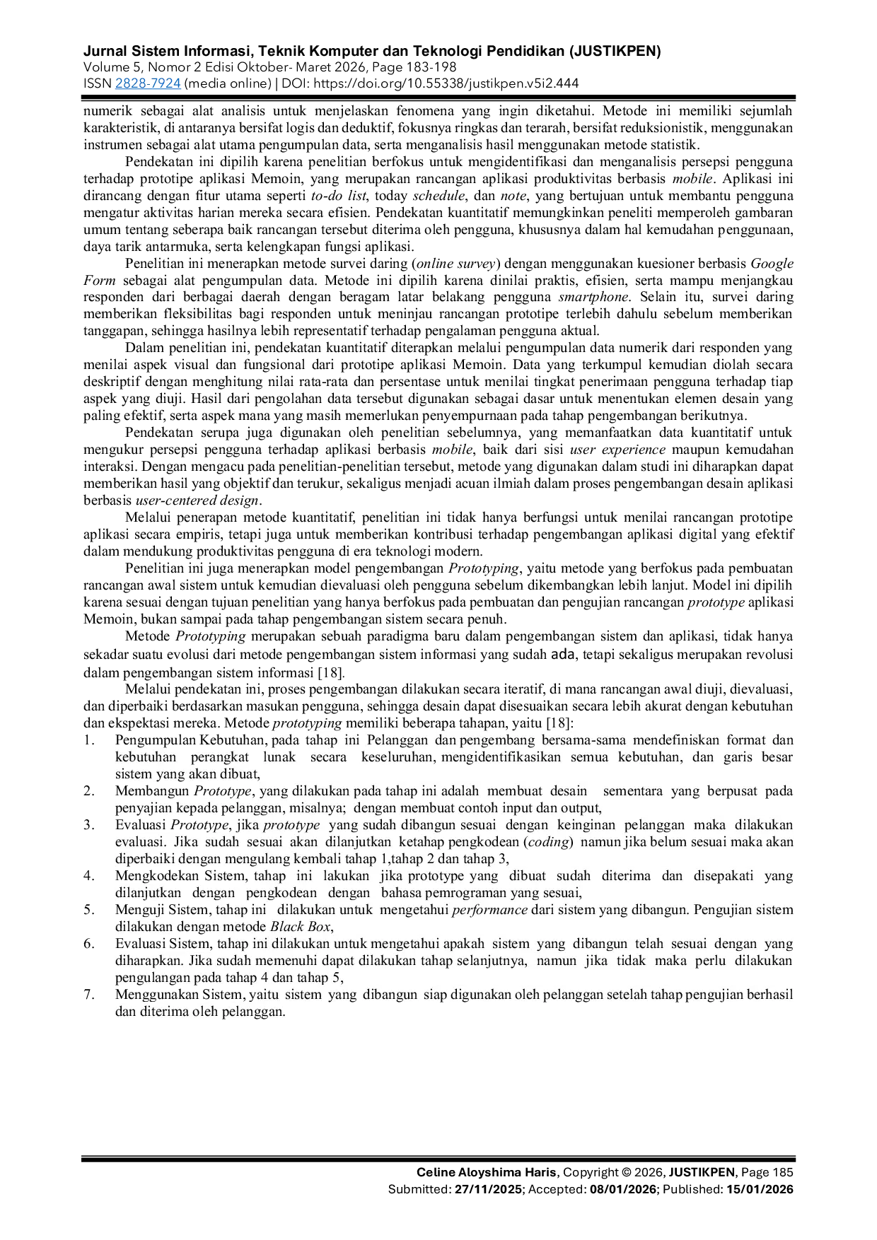 JURIS Perancangan Prototype Aplikasi Memoin Menggunakan Metode System Usability Scale SUS