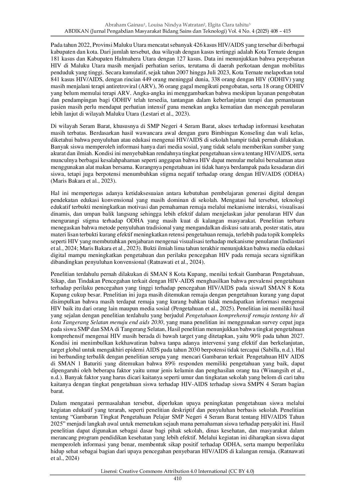 JURIS Gambaran Tingkat Pengetahuan Pelajar SMP Negeri 4 Seram Barat tentang HIV AIDS