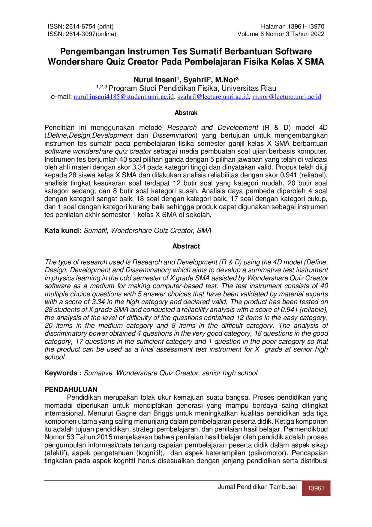 JURIS Pengembangan Instrumen Tes Sumatif Berbantuan Software Wondershare Quiz Creator Pada Pembelajaran Fisika Kelas X SMA