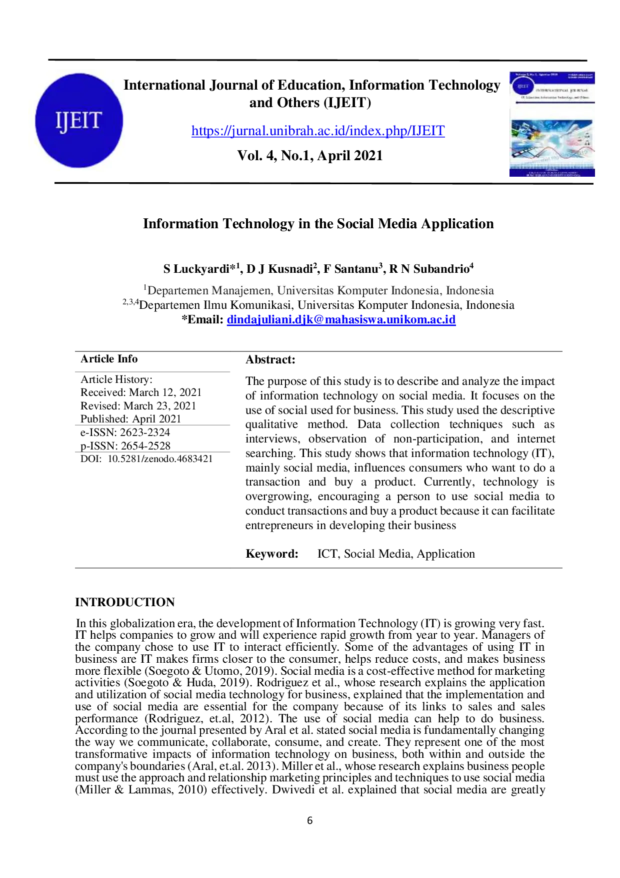 JURIS Information Technology in the Social Media Application