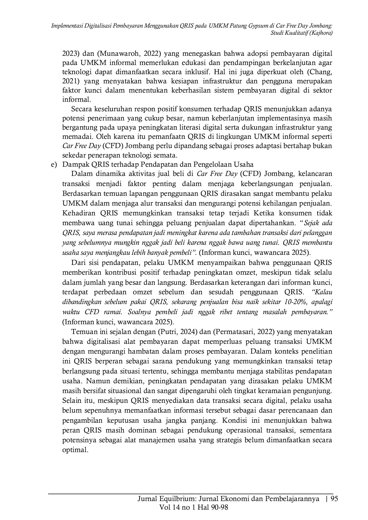 JURIS Implementasi digitalisasi pembayaran menggunakan QRIS pada UMKM patung gypsum di car free day Jombang studi kualitatif