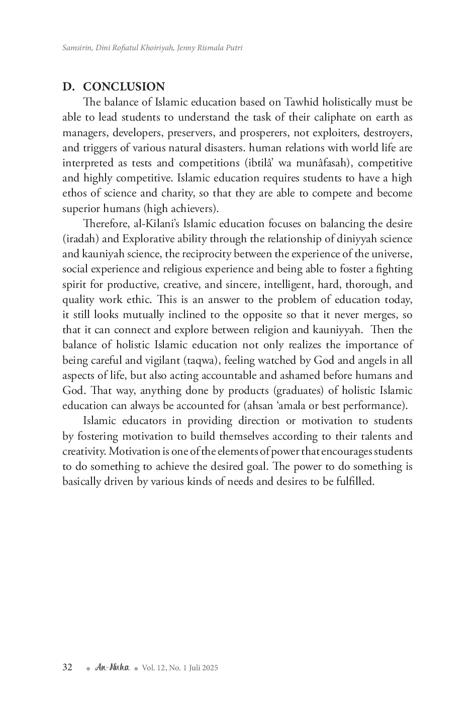 JURIS Ethical Education in Scientific Relations Between Al Kauniyyah and Ad Diniyyah Perspective Al Kilani on Islamic Education