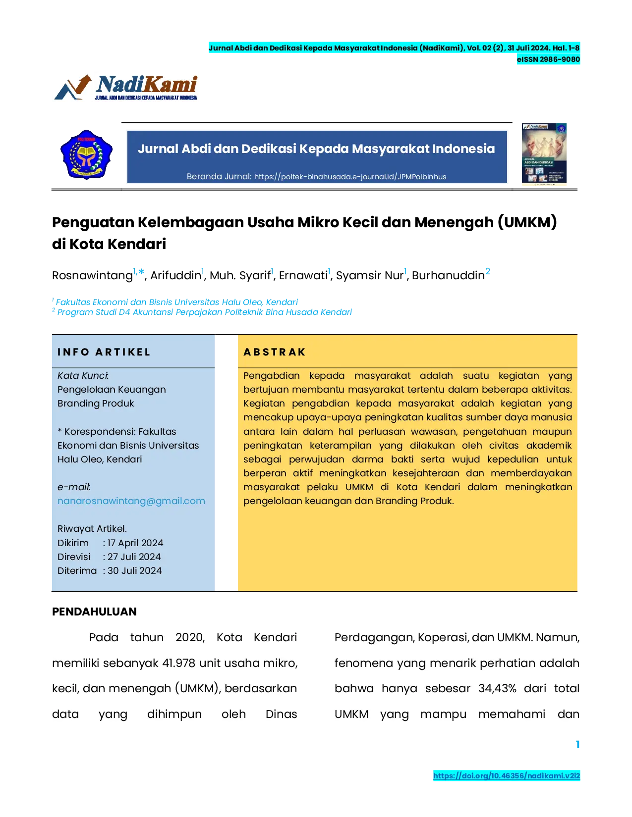 JURIS Penguatan Kelembagaan Usaha Mikro Kecil dan Menengah UMKM di Kota Kendari