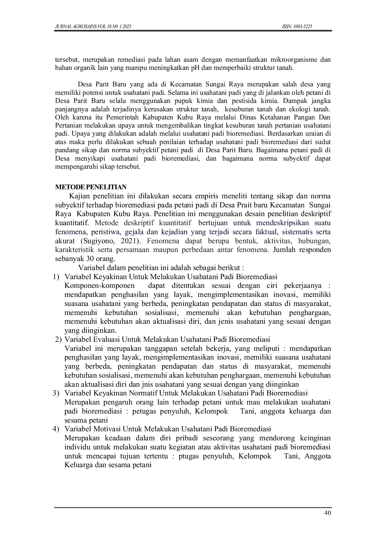 JURIS Subjective Attitudes and Norms towards Bioremediation among Rice Farmers in Parit Baru Village