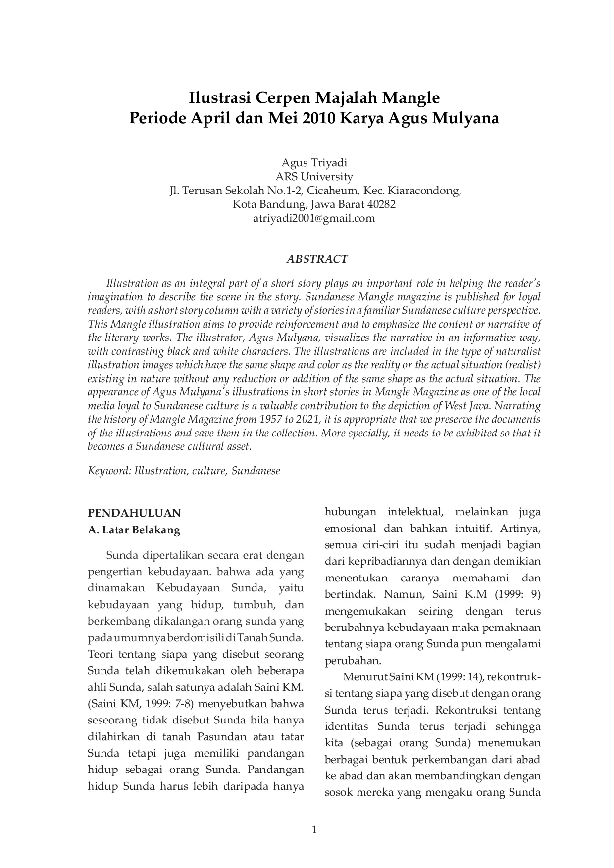 JURIS Ilustrasi Cerpen Majalah Mangle Periode April dan Mei 2010 Karya Agus Mulyana