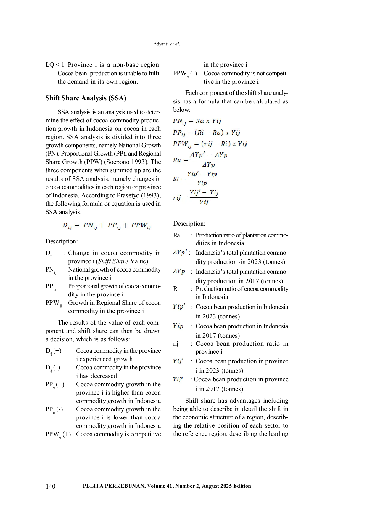JURIS The Role of Cocoa Commodity as a Base Sector in Indonesia s Regional Development