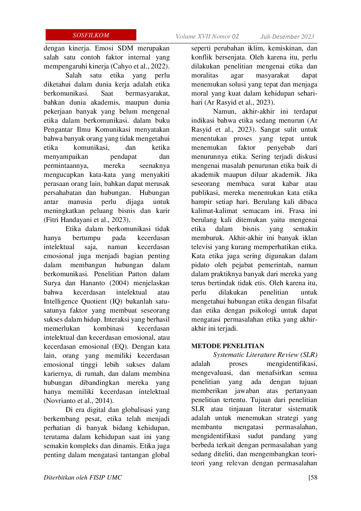 JURIS A Systematic Literature Review Hubungan Antara Etika dengan Psikologi dan Etika dengan Filsafat dalam Praktek Profesional