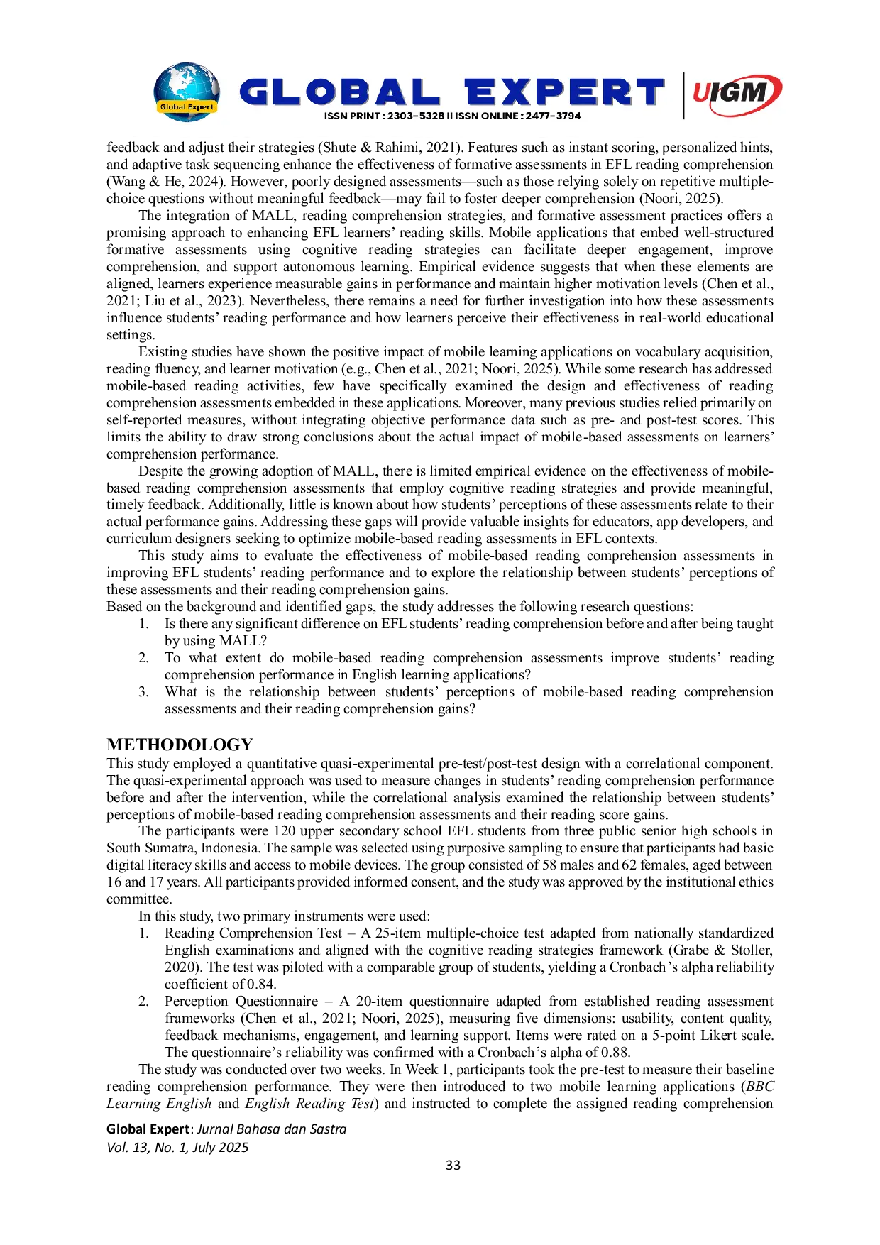 JURIS Effectiveness of Mobile Assisted Language Learning on EFL Students Reading Comprehension
