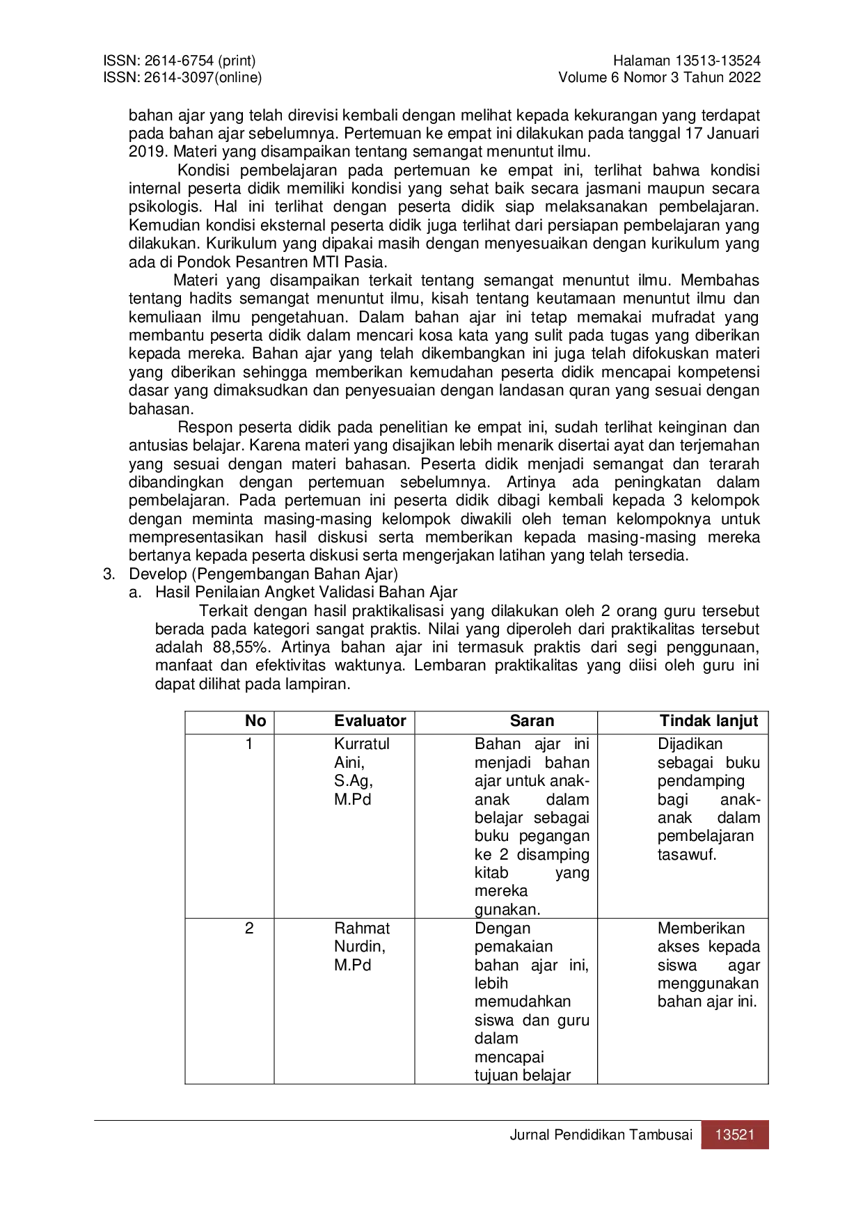 JURIS Model Pengembangan Bahan Ajar Tasawuf Berbasis Internalisasi Nilai Nilai Karakter di Pondok Pesantren MTI Pasia