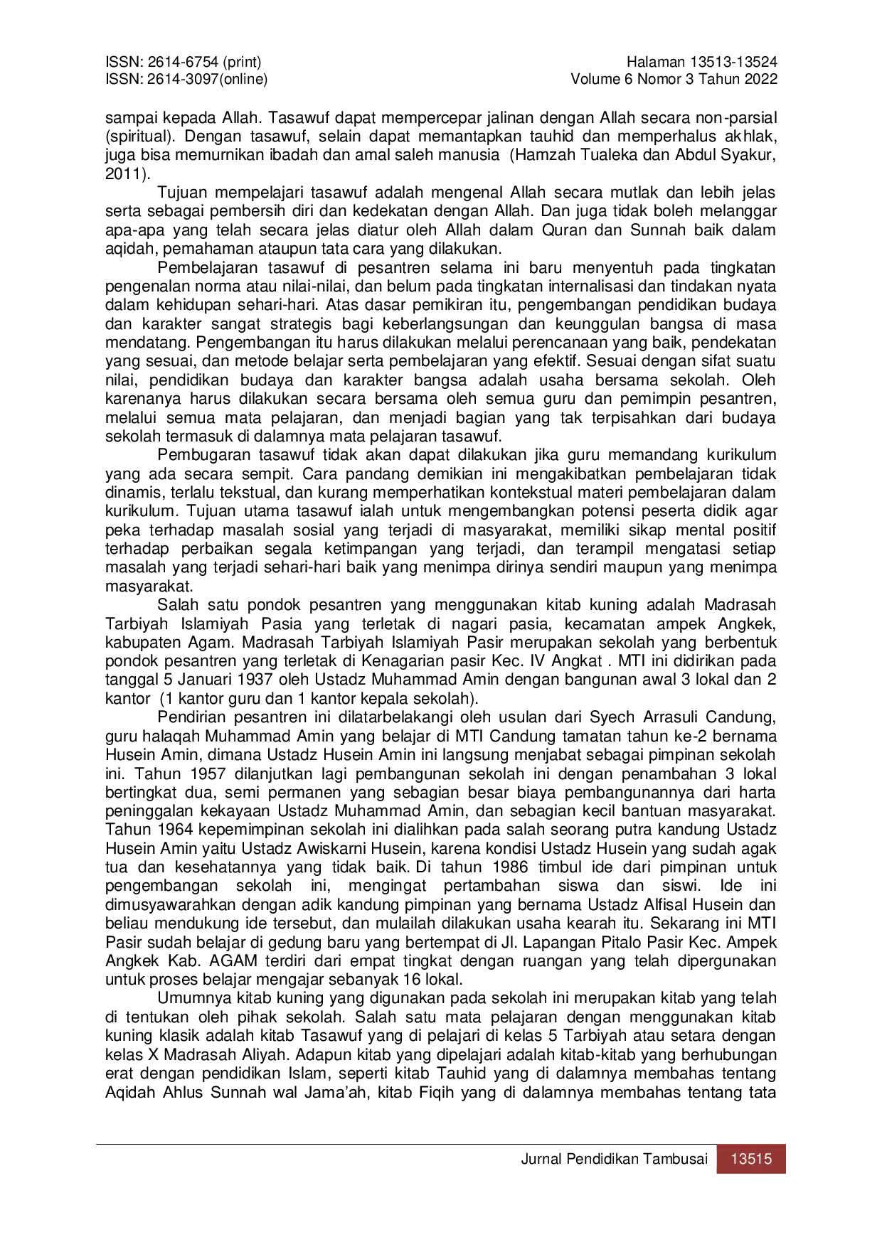 JURIS Model Pengembangan Bahan Ajar Tasawuf Berbasis Internalisasi Nilai Nilai Karakter di Pondok Pesantren MTI Pasia