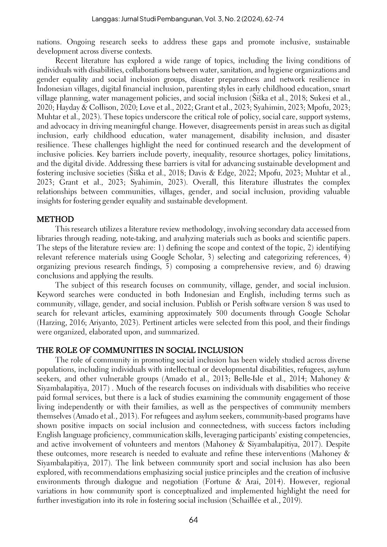 JURIS Community Village Gender and Social Inclusion A Literature Review