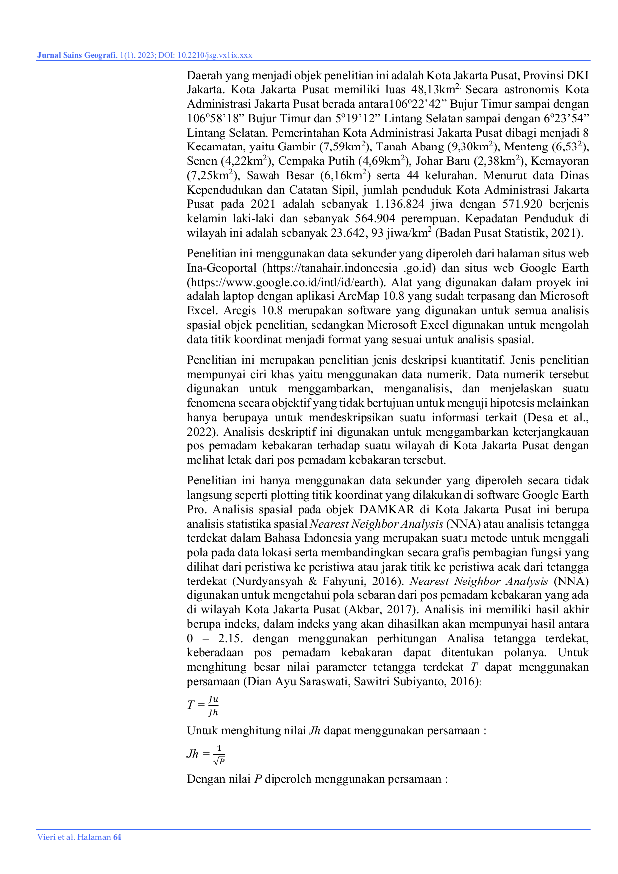 JURIS Analisis Peta Sebaran Spasial Pemadam Kebakaran DAMKAR di Kotamadya Jakarta Pusat Indonesia