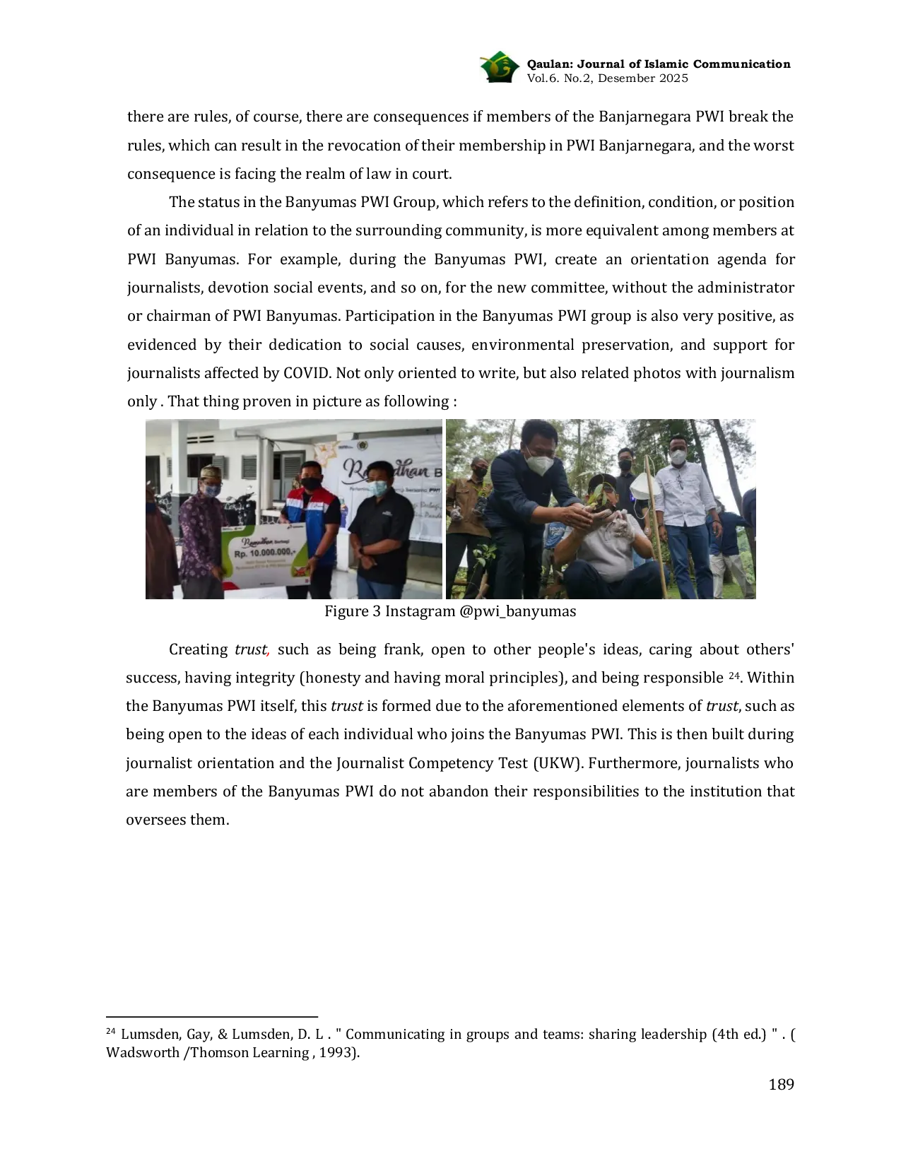 JURIS Fantasy Themes and Group Cohesiveness in the Banyumas PWI Journalist Group A Symbolic Convergence Analysis