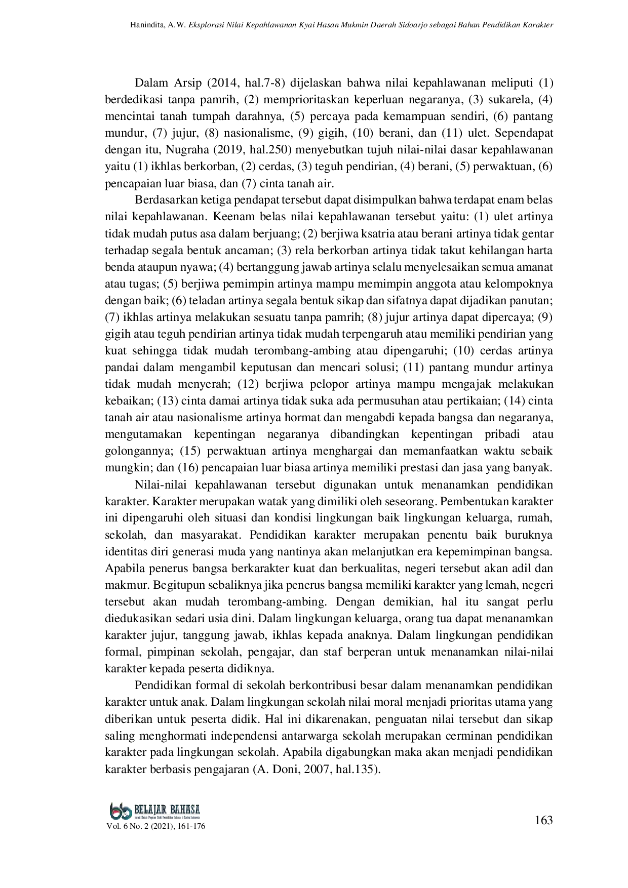 JURIS Eksplorasi Nilai Kepahlawanan Kyai Hasan Mukmin Daerah Sidoarjo sebagai Bahan Pendidikan Karakter