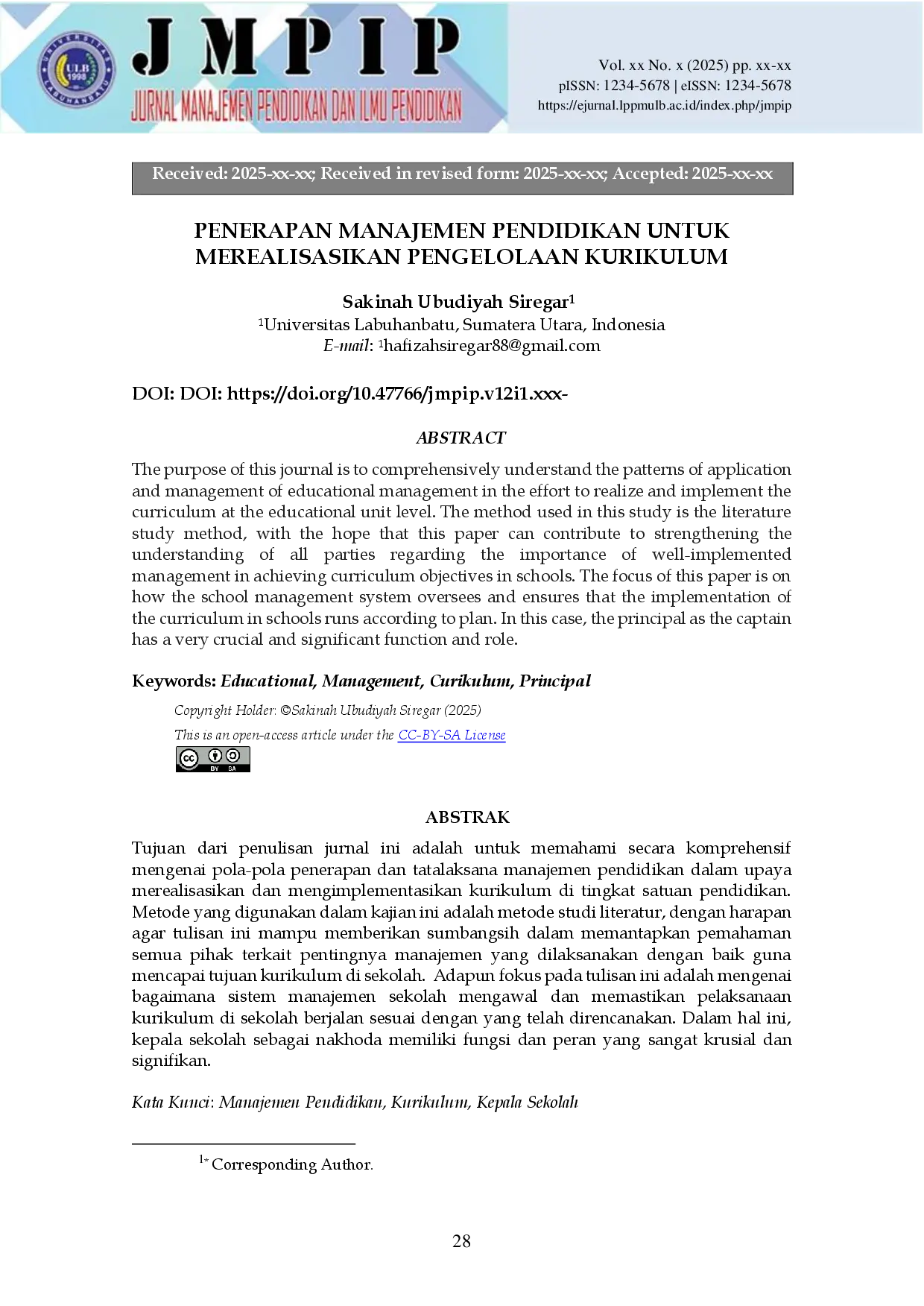 JURIS Penerapan Manajemen Pendidikan Untuk Merealisasikan Pengelolaan Kurikulum