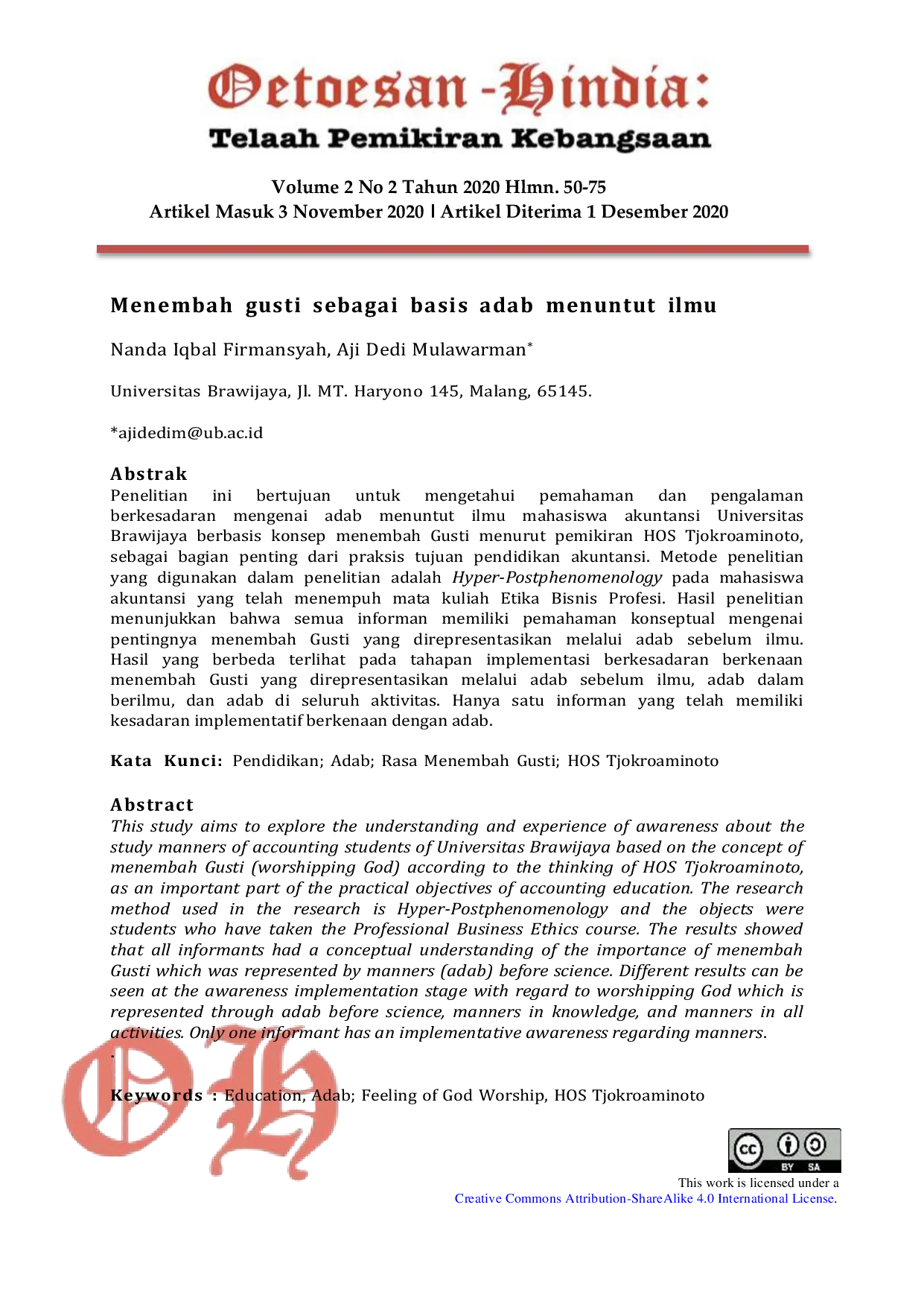 JURIS Menembah gusti sebagai basis adab menuntut ilmu