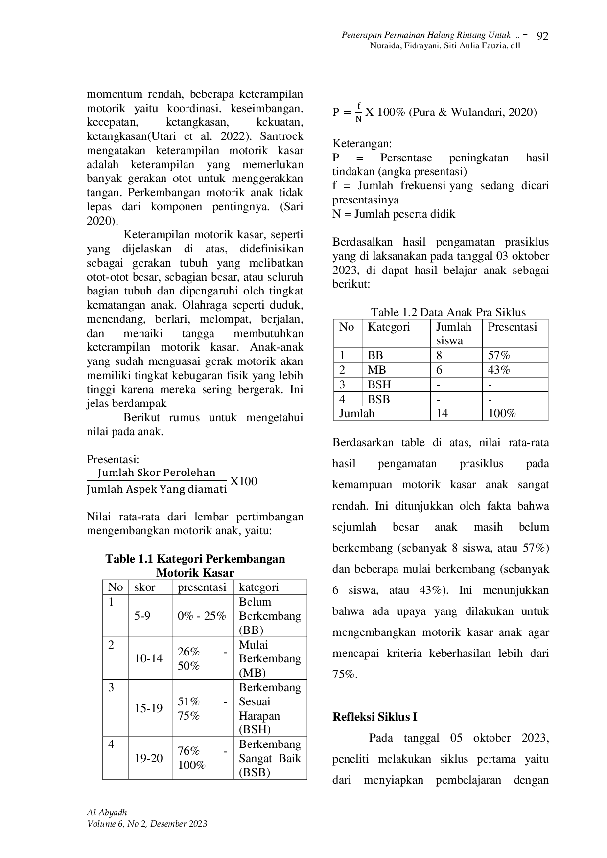 JURIS Penerapan Permainan Halang Rintang Untuk Meningkatkan Kemampuan Motorik Kasar Anak Usia 4 5 Tahun Di Tk Hom Pim Pa