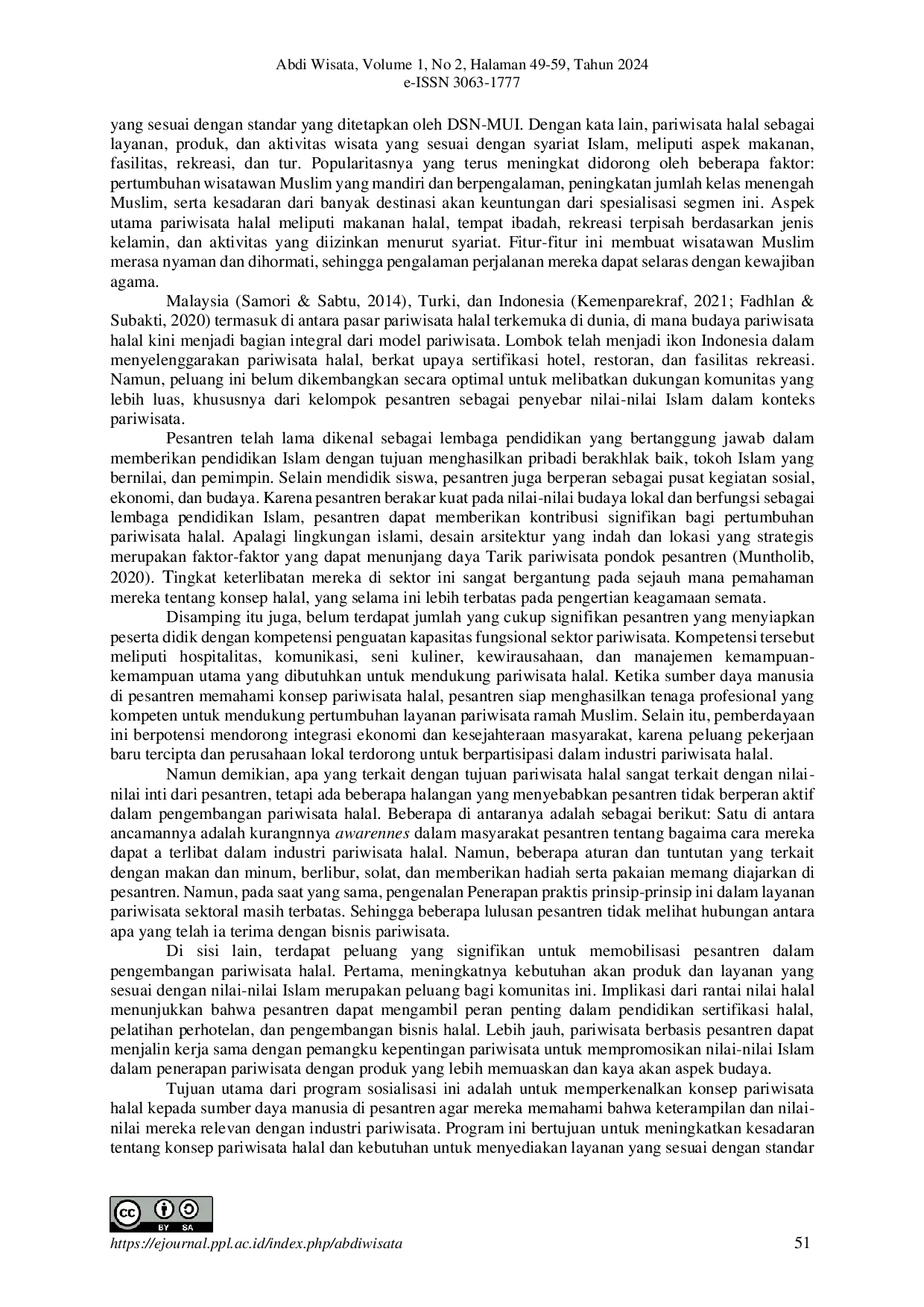 juris Familiarisasi Konsep Pariwisata Halal untuk Sumber Daya Manusia Pondok Pesantren