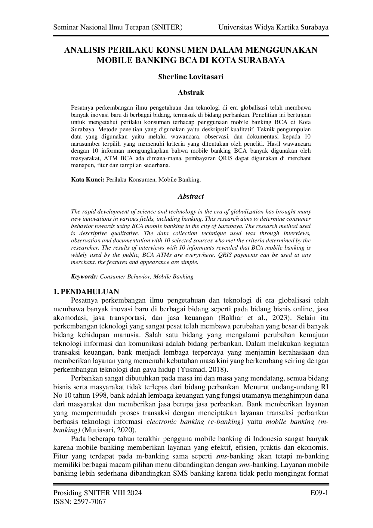 JURIS Analisis Perilaku Konsumen dalam Menggunakan Mobile Banking BCA di Kota Surabaya