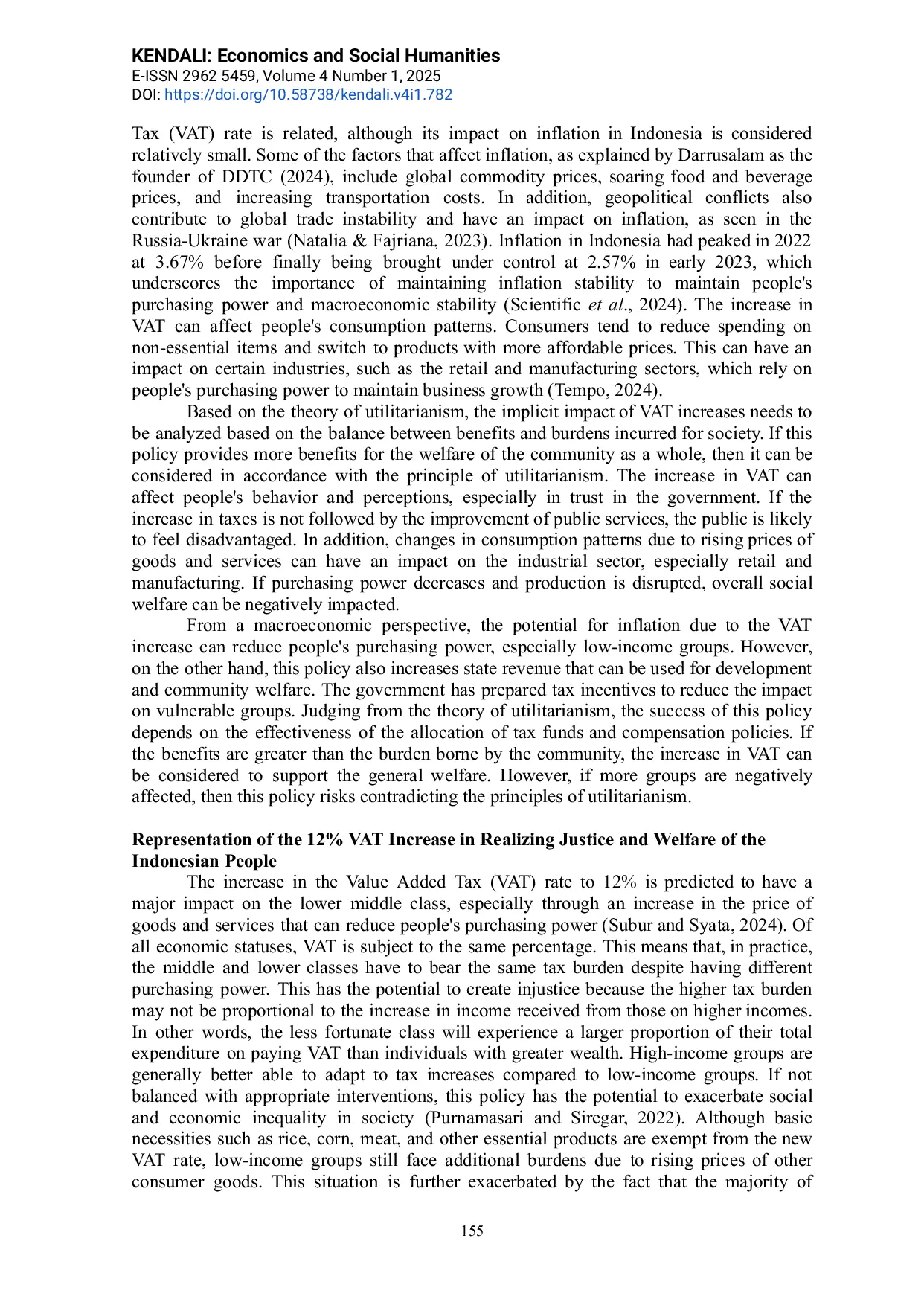 JURIS Representation of VAT Increase 12 in Realizing Justice and Welfare of the Indonesian People