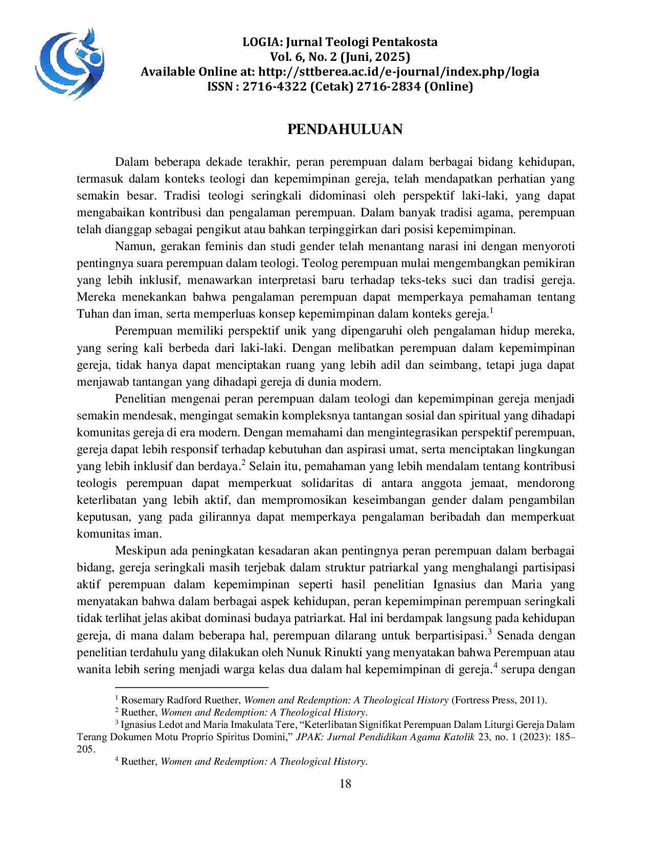 JURIS Perempuan dalam Teologi Perspektif Baru untuk Pemimpin Gereja