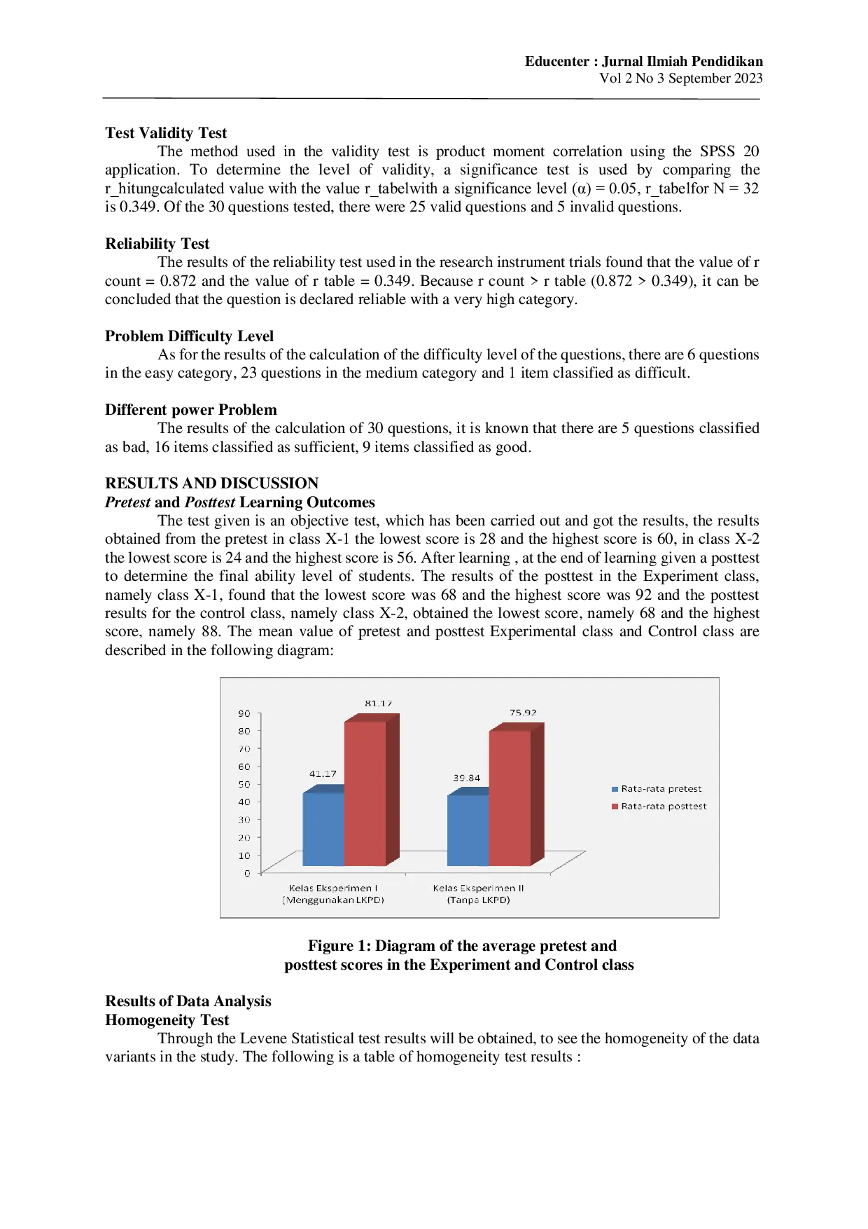 JURIS Differences in Student Learning Outcomes Through the Application of Problem Based Learning PBL Learning Models With and Without Using Student Worksheets LKPD