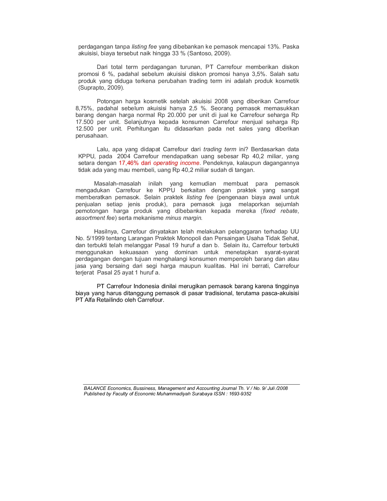 JURIS PASAR OLIGOPOLI DI INDONESIA Kasus Trading Term dan Dominansi Carrefour pada Pasar Ritel Modern di Indonesia