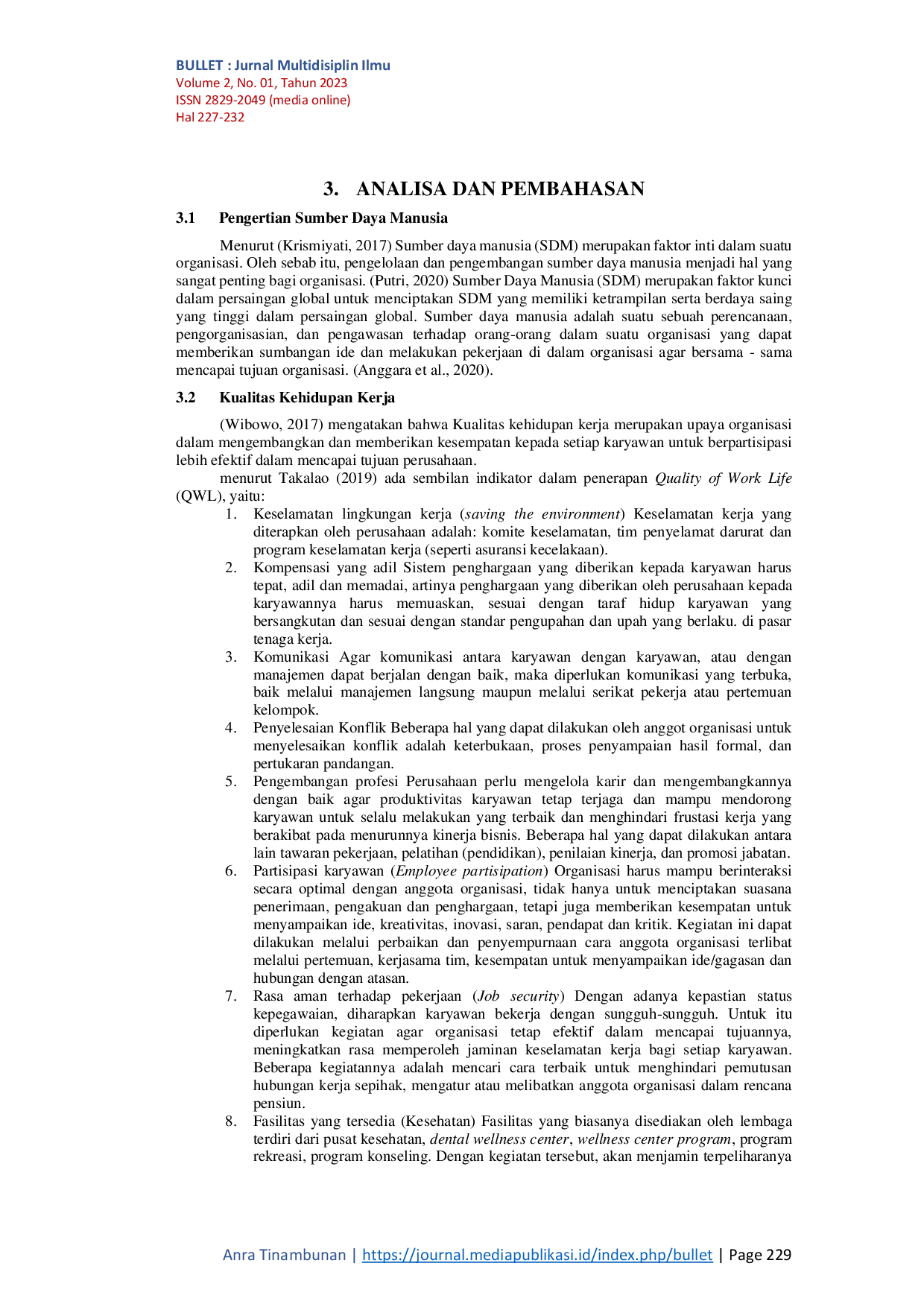 JURIS Pengaruh Kualitas Kehidupan Kerja Dan Kepercayaan Diri Dan Budaya Perusahaan Terhadap Peningkatan Kinerja Karyawan