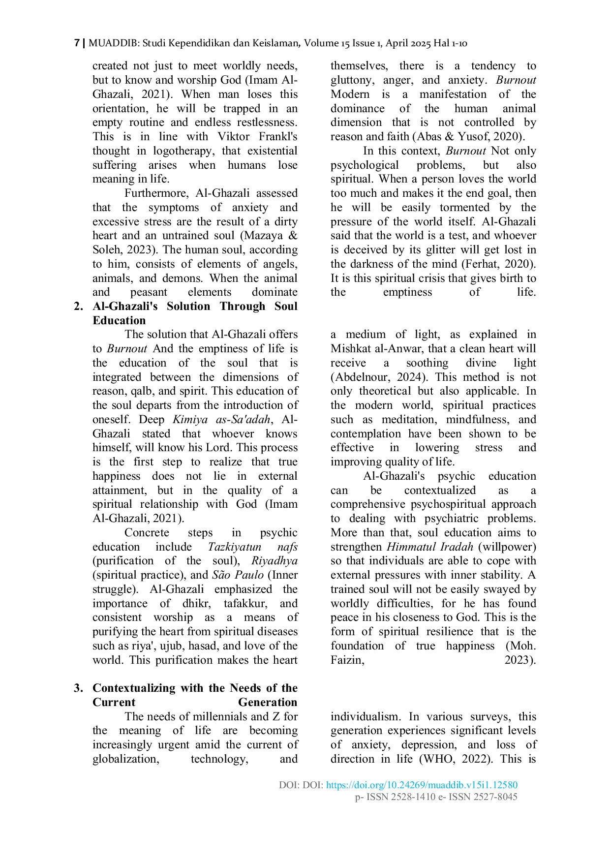 JURIS The Concept Of Soul Education In Kimiya As Sa adah Al Ghazali s Solution To The Burnout Generation And The Emptyness Of Life
