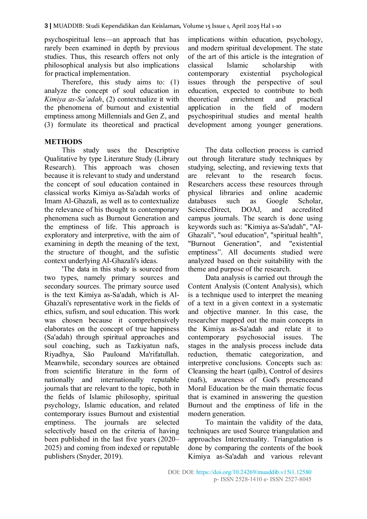 JURIS The Concept Of Soul Education In Kimiya As Sa adah Al Ghazali s Solution To The Burnout Generation And The Emptyness Of Life