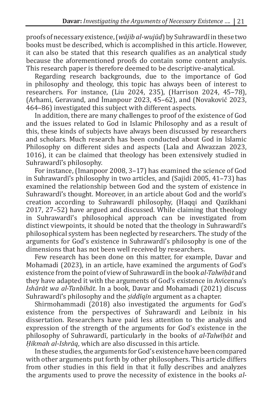 JURIS Investigating the Arguments of Necessary Existence WAjib al Wujd in Suhraward s Philosophy Based on Al TalwuAt and ikmah al IshrAq