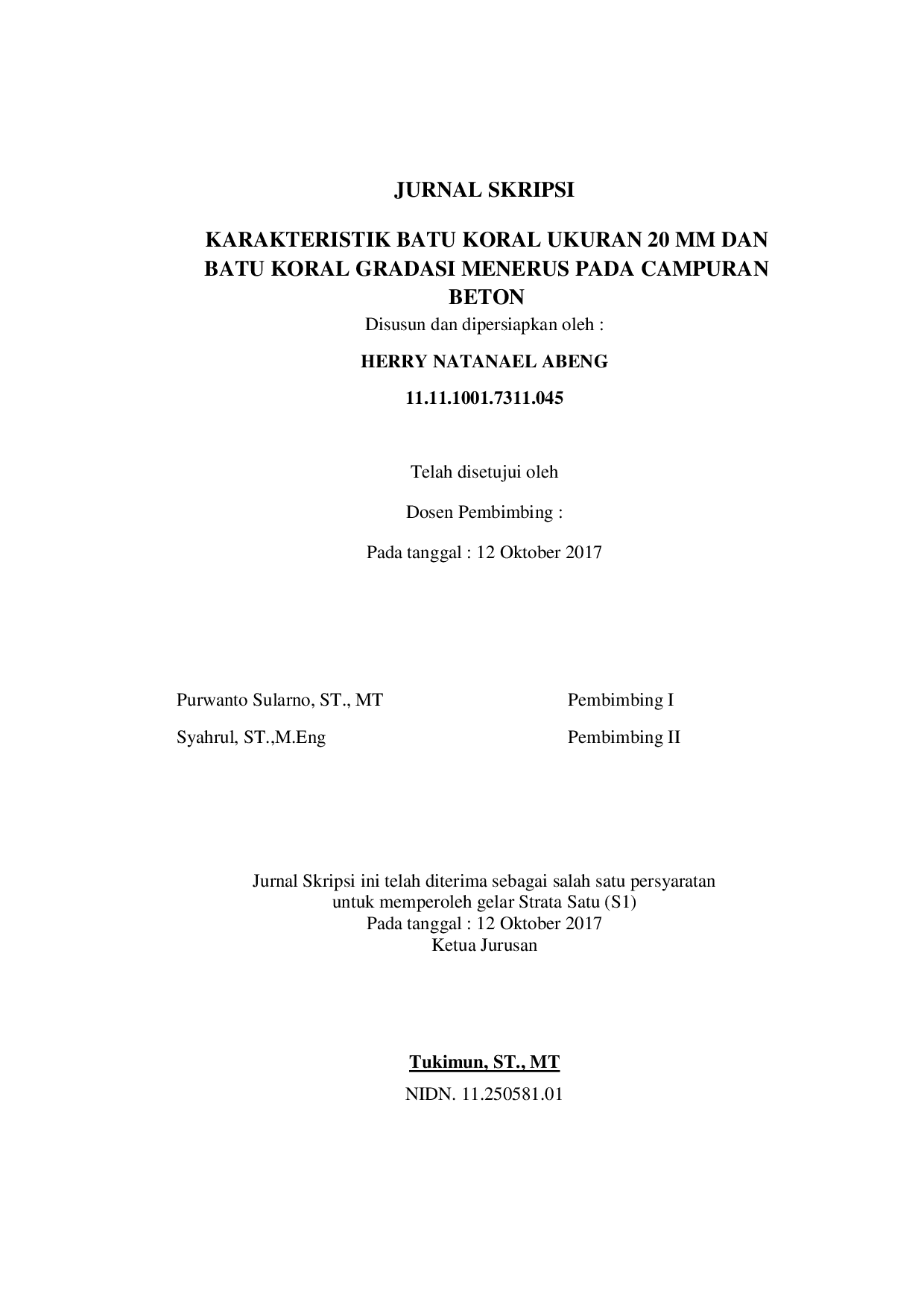 JURIS Karakteristik Batu Koral Ukuran 20 Mm Dan Batu Koral Gradasi Menerus Pada Campuran Beton