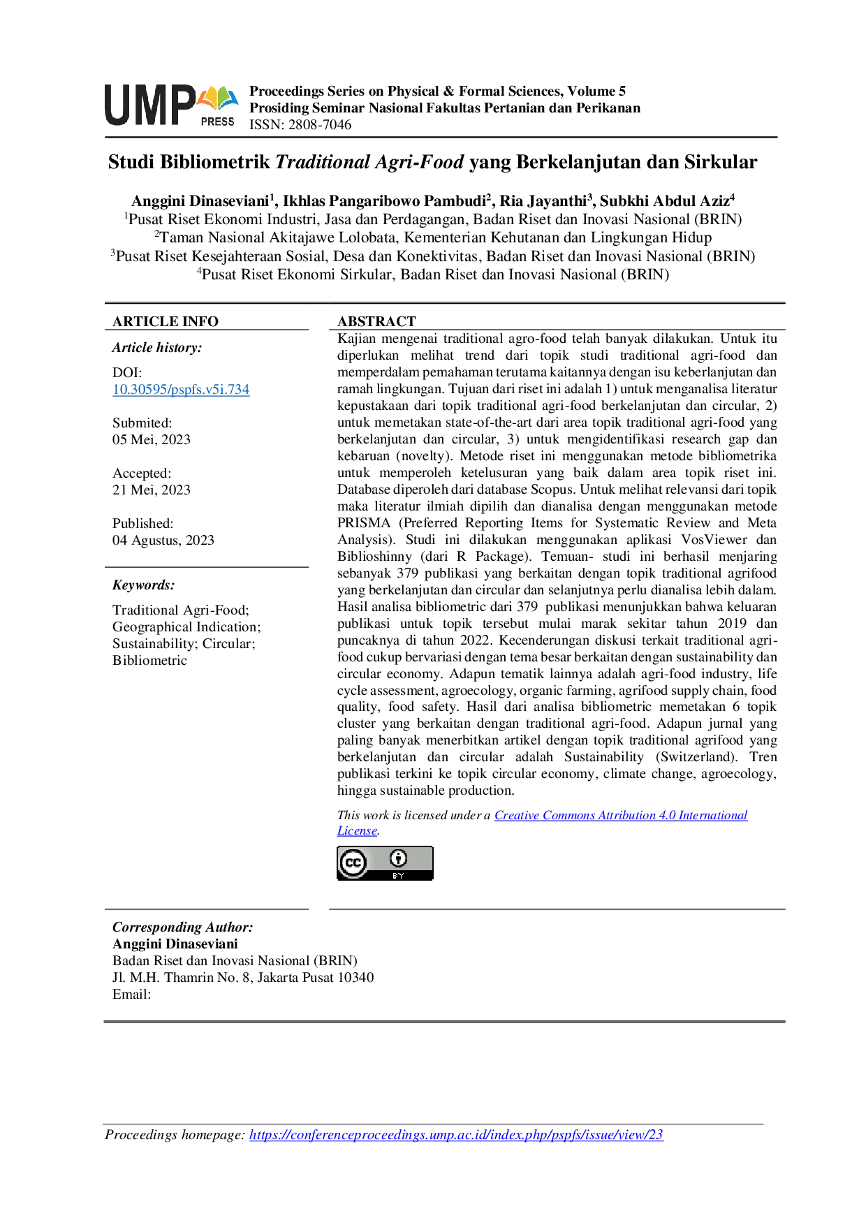 JURIS Studi Bibliometrik Traditional Agri Food yang Berkelanjutan dan Sirkular