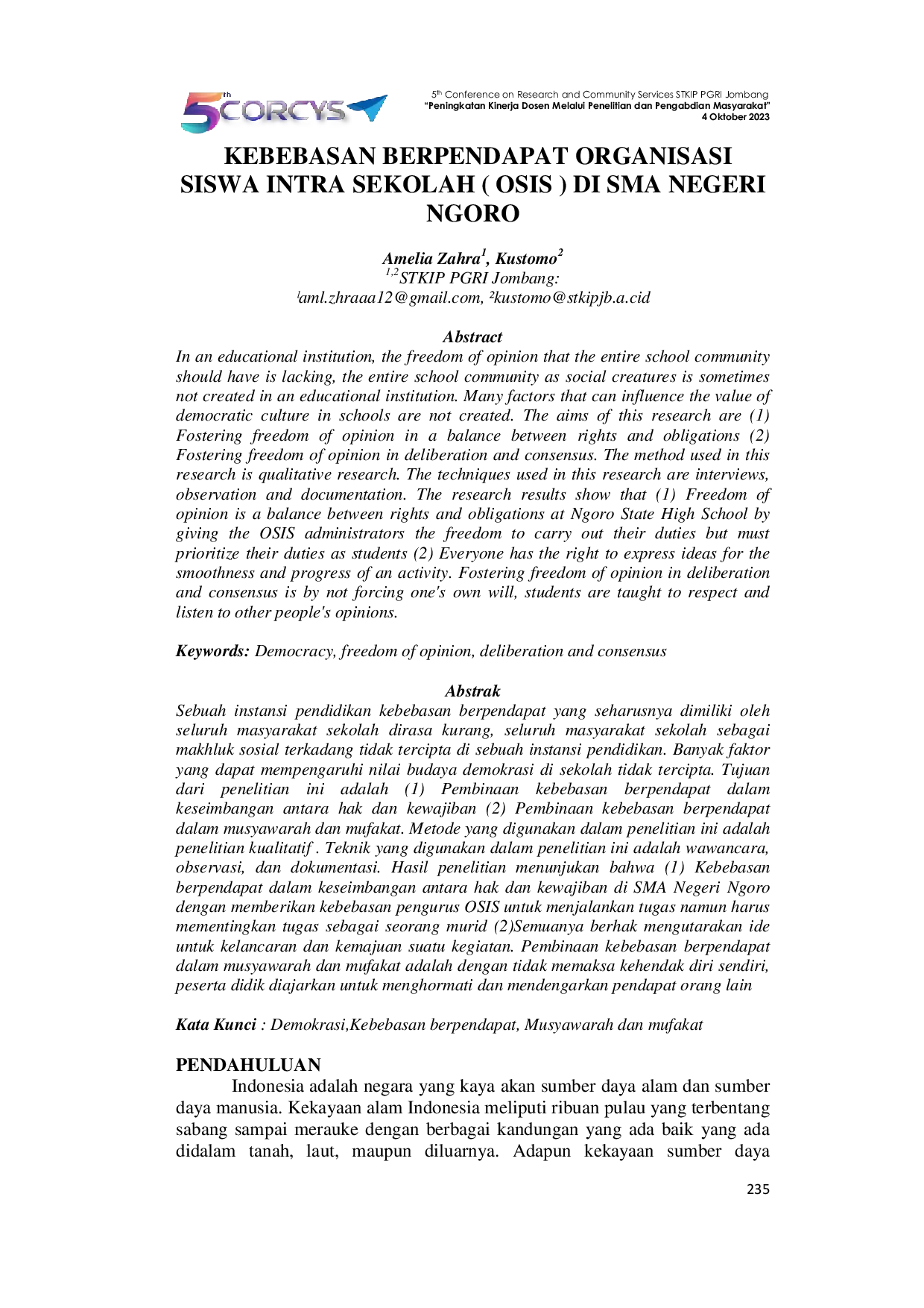 JURIS Kebebasan Berpendapat Organisasi Siswa Intra Sekolah OSIS di SMA Negeri Ngoro