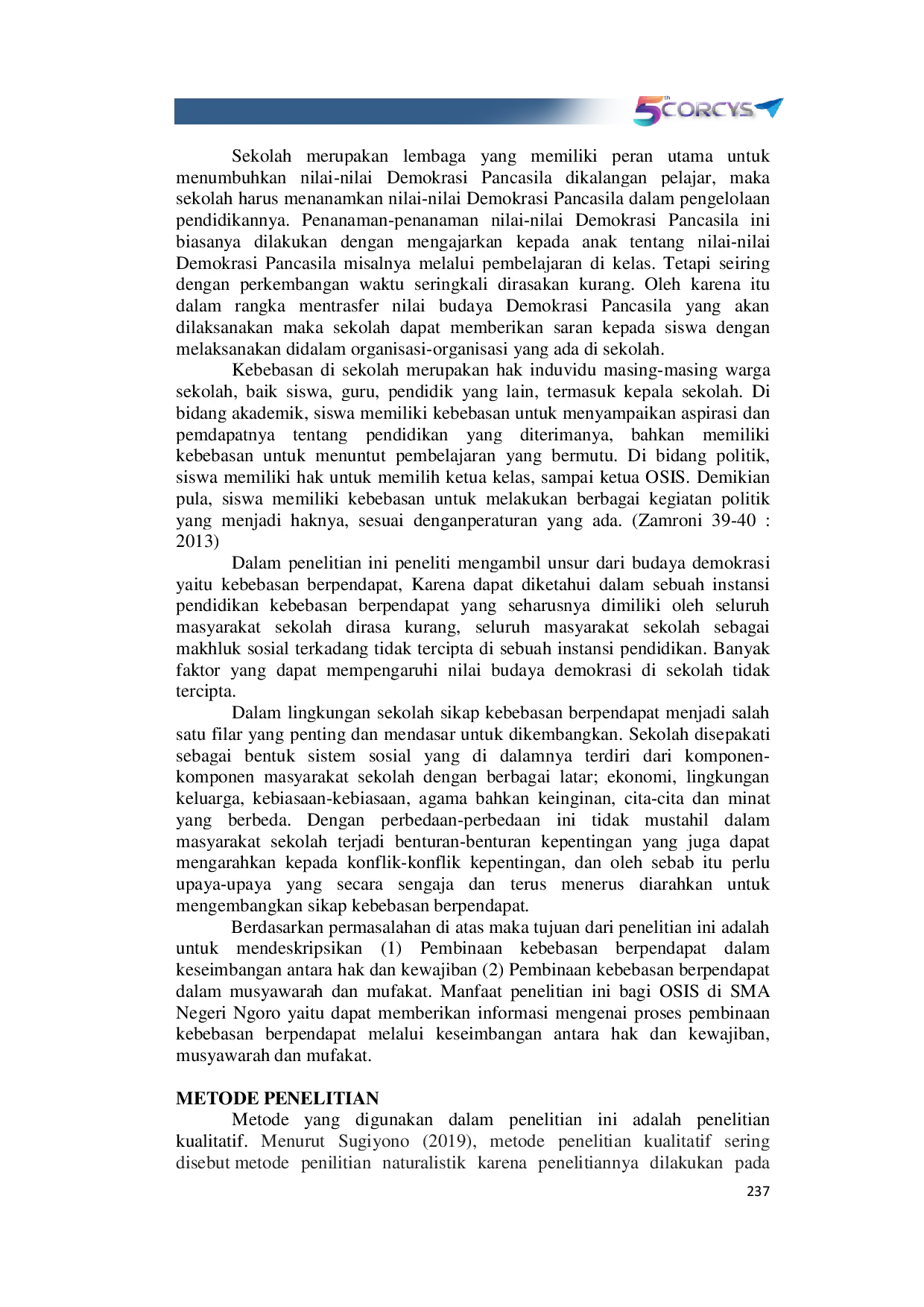 JURIS Kebebasan Berpendapat Organisasi Siswa Intra Sekolah OSIS di SMA Negeri Ngoro