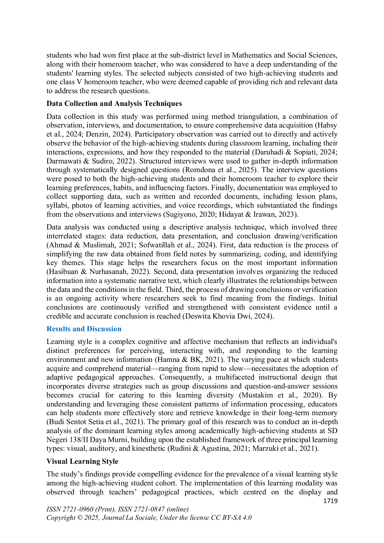 JURIS Analysis of Learning Styles of Academically Achieving Students