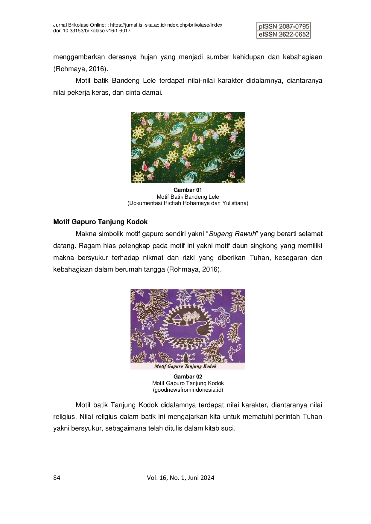 JURIS Batik Desa Sendang Duwur Kajian Fungsi Makna Dan Nilai Pendidikan Karakter